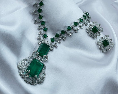 Nita Ambani Diamond Necklace Set – Cubic Zirconia & Emerald