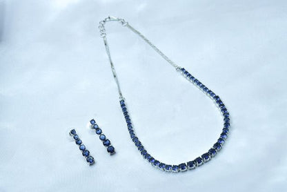 Azure Charm Blue Necklace Set - Cubic Zirconia & American Diamond