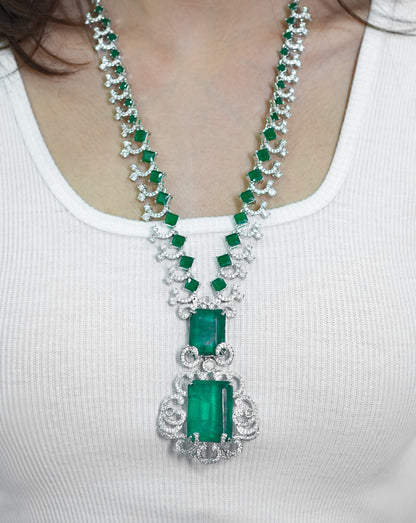 Nita Ambani Diamond Necklace Set – Cubic Zirconia & Emerald