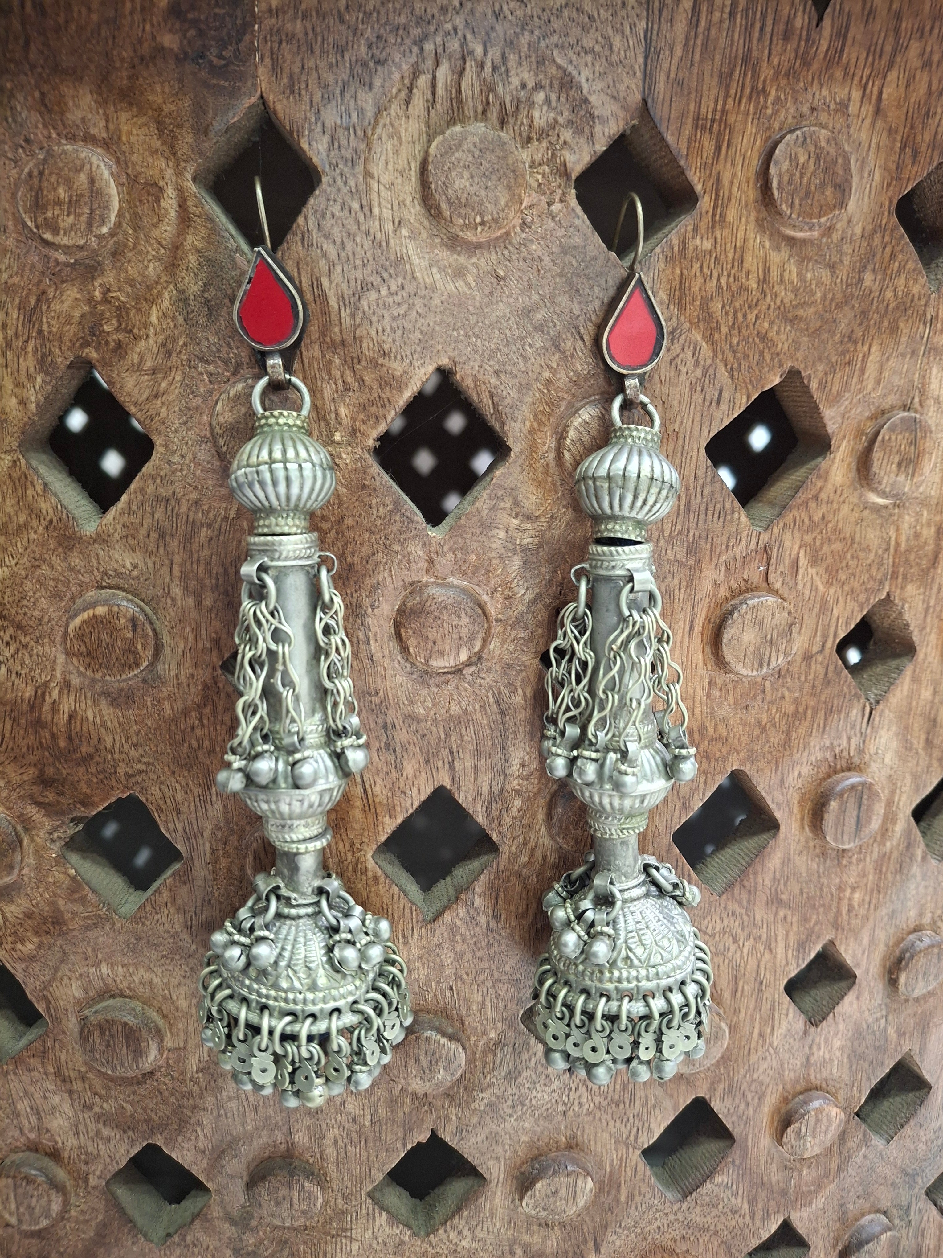 Vintage Regal Drop Earrings with Chain Detailing