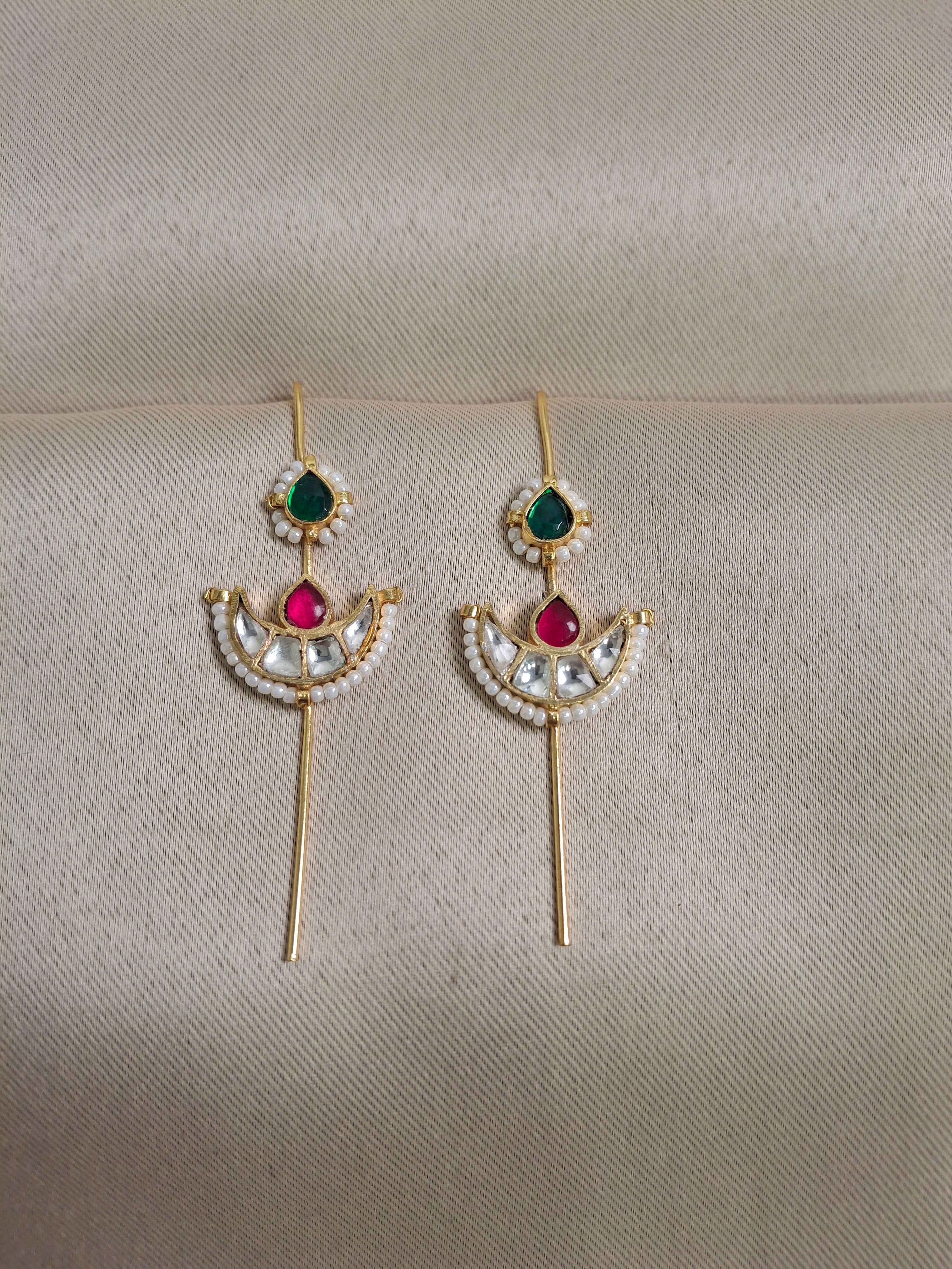 Traditional Long Earcuffs  with pearl detailing