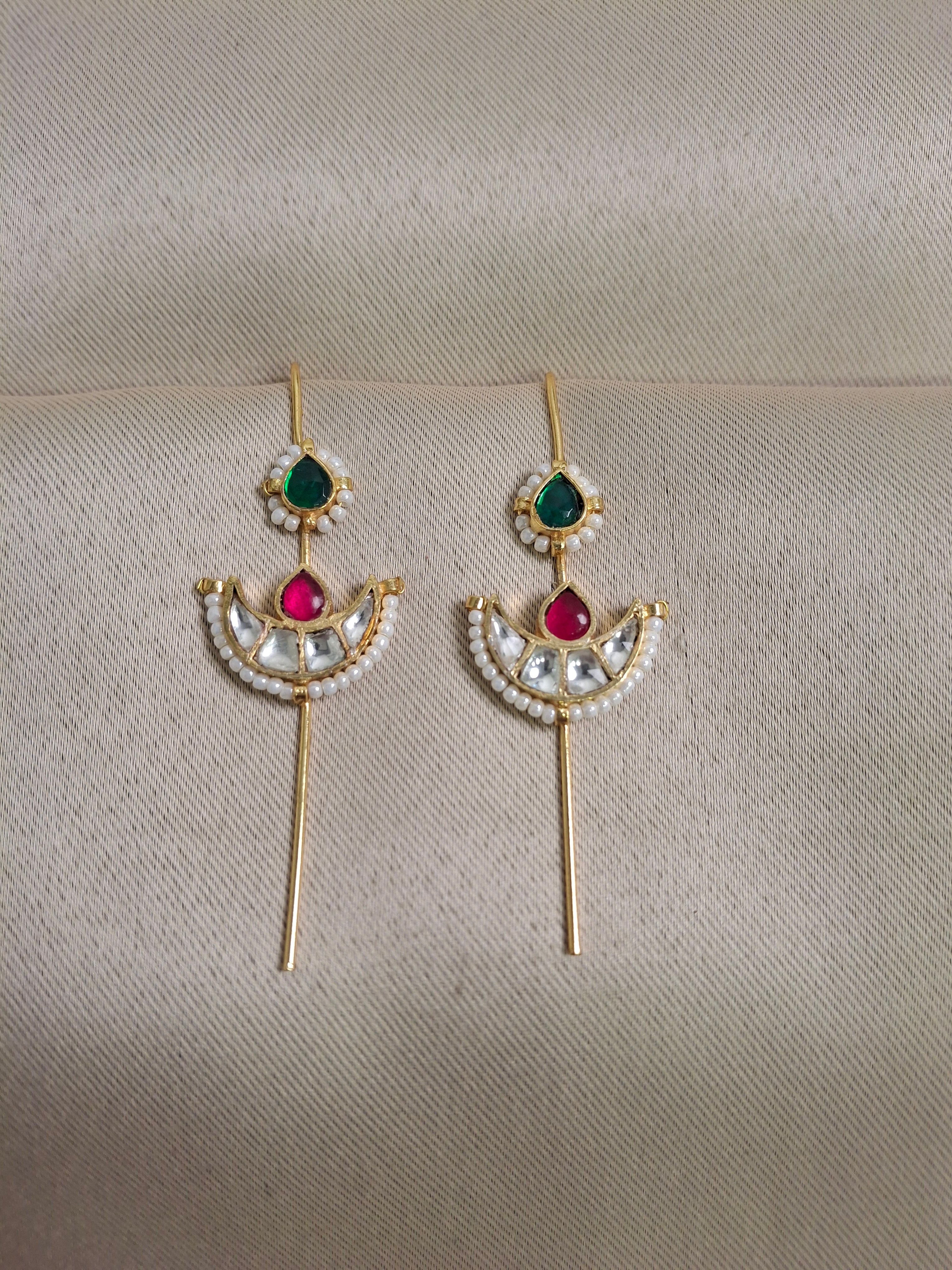 Traditional Long Earcuffs  with pearl detailing