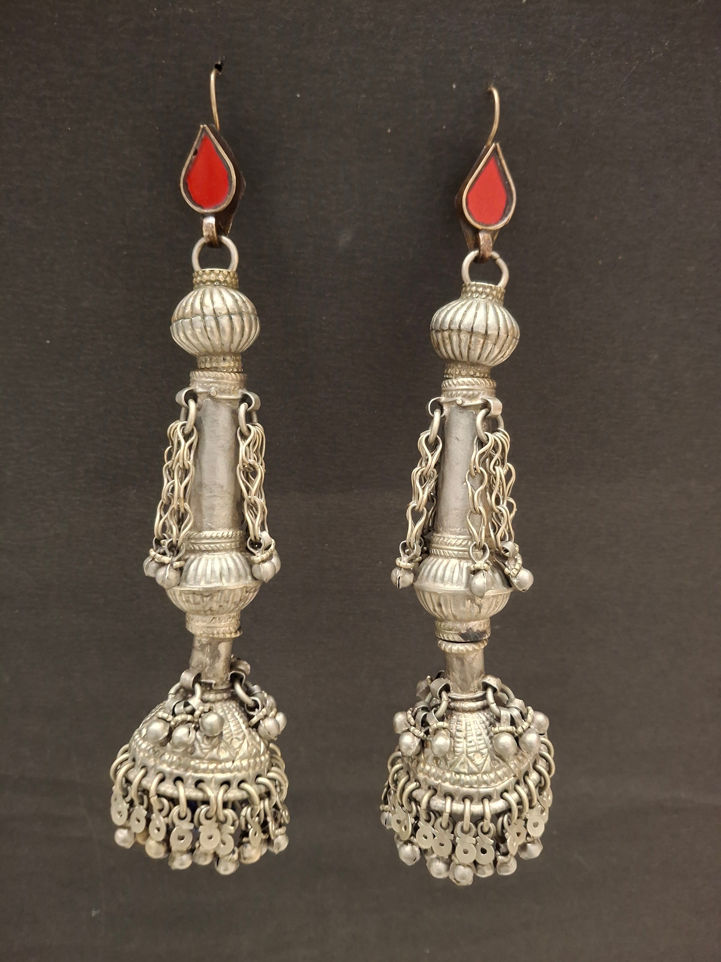 Vintage Regal Drop Earrings with Chain Detailing