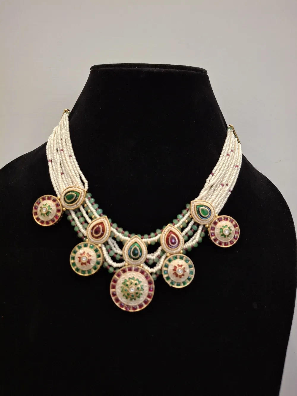 Heritage Glow Kundan Necklace Set – Meenakari Craft with Beads