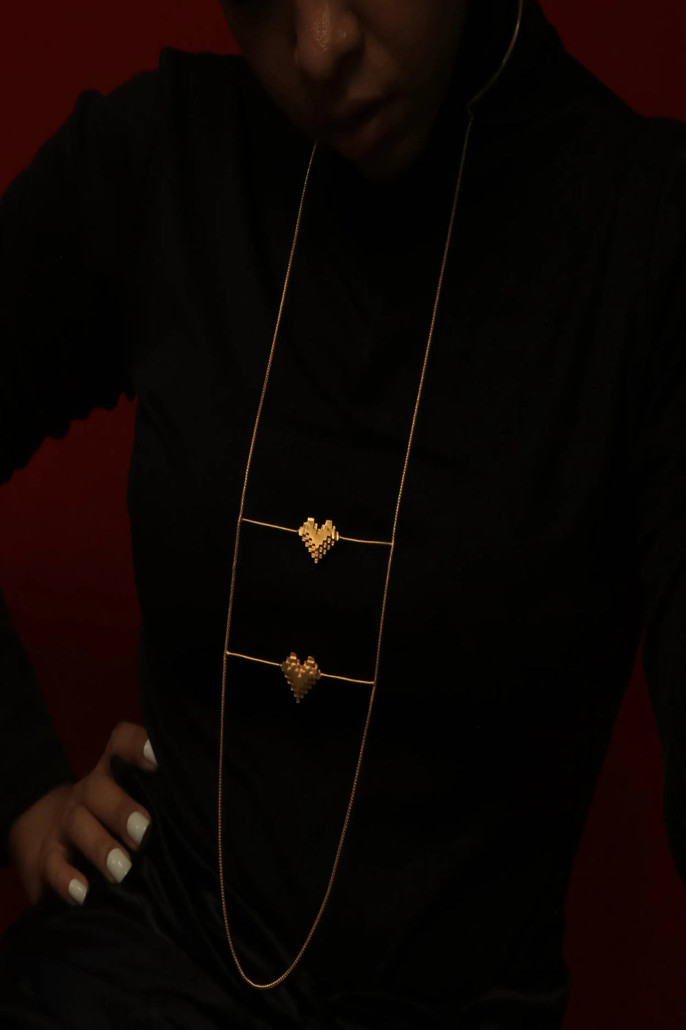 Heart Stack- Pixel Drop Necklace