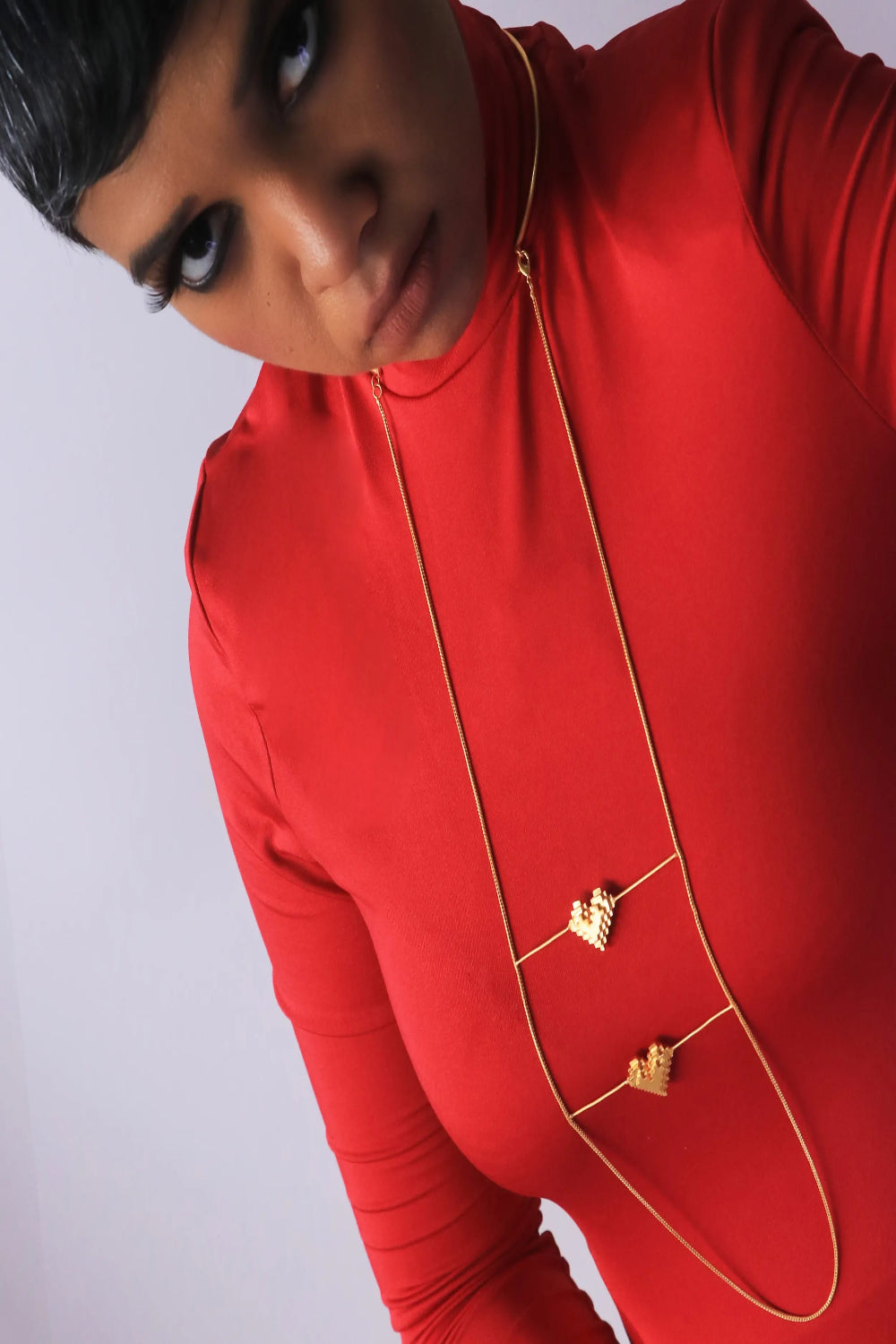 Heart Stack- Pixel Drop Necklace