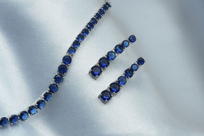 Azure Charm Blue Necklace Set - Cubic Zirconia & American Diamond