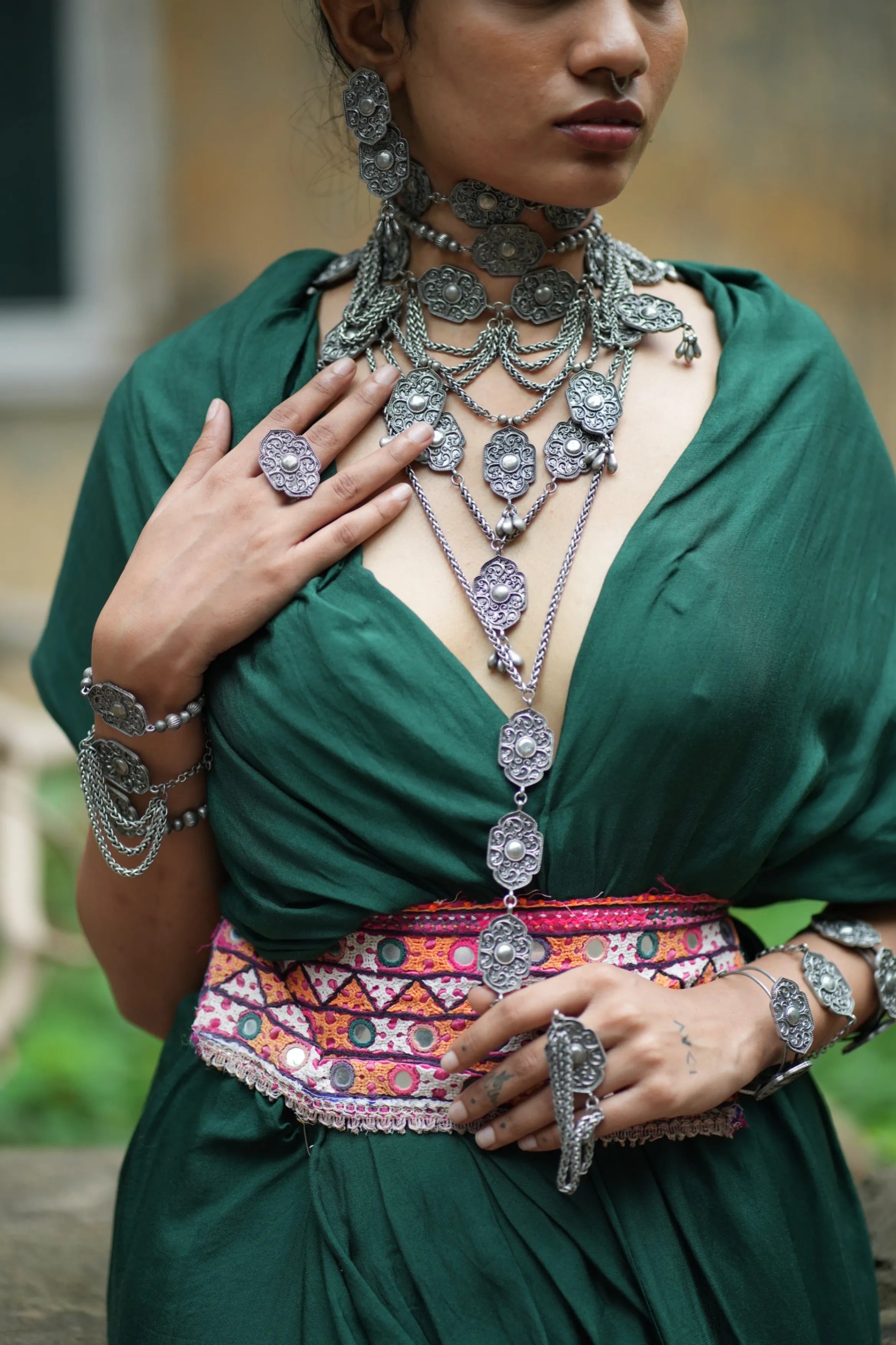 Rekha Ball Choker Necklace – Handcrafted Brass & Mixed Metal Statement Jewelry