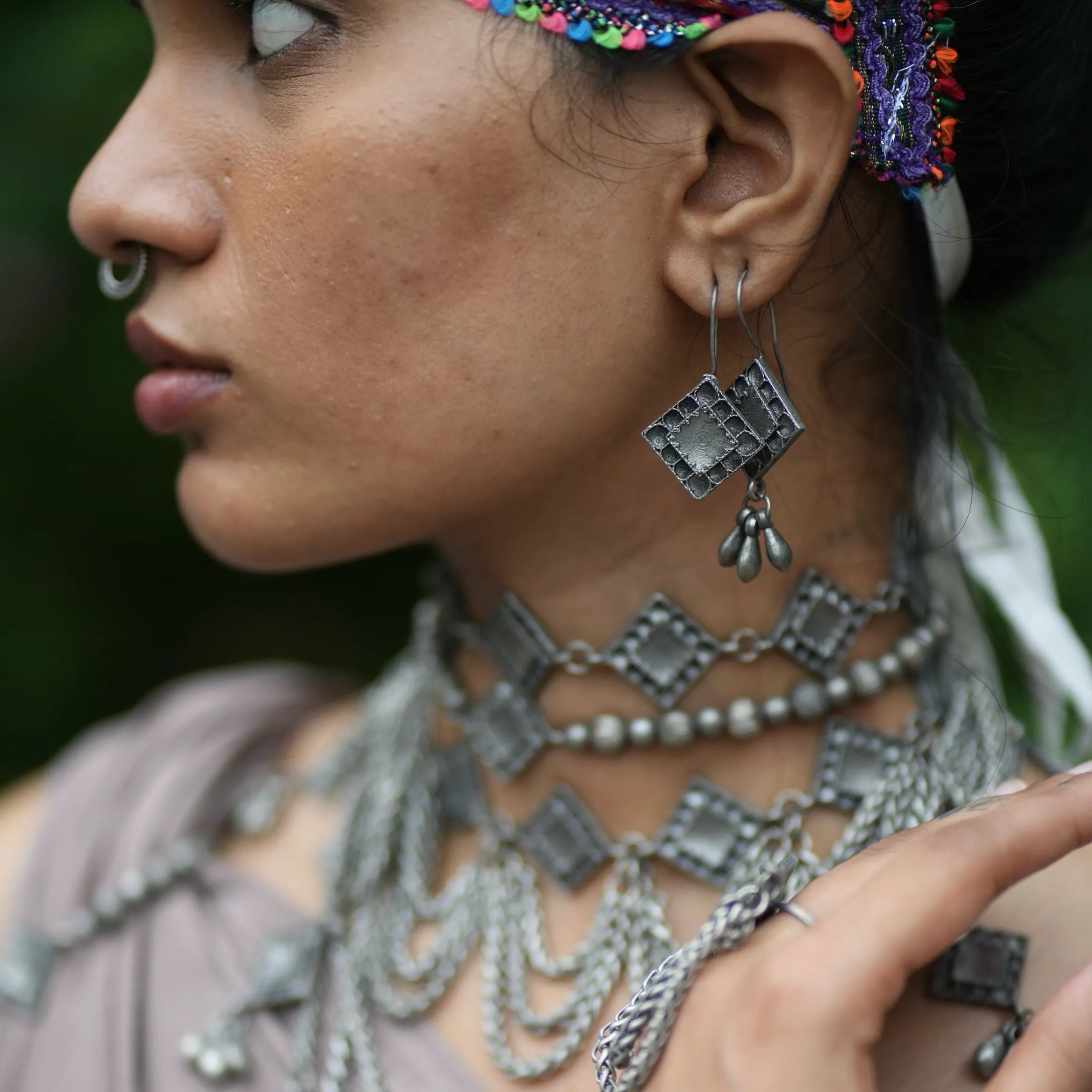 Maniratna Hoop Hanging Earrings