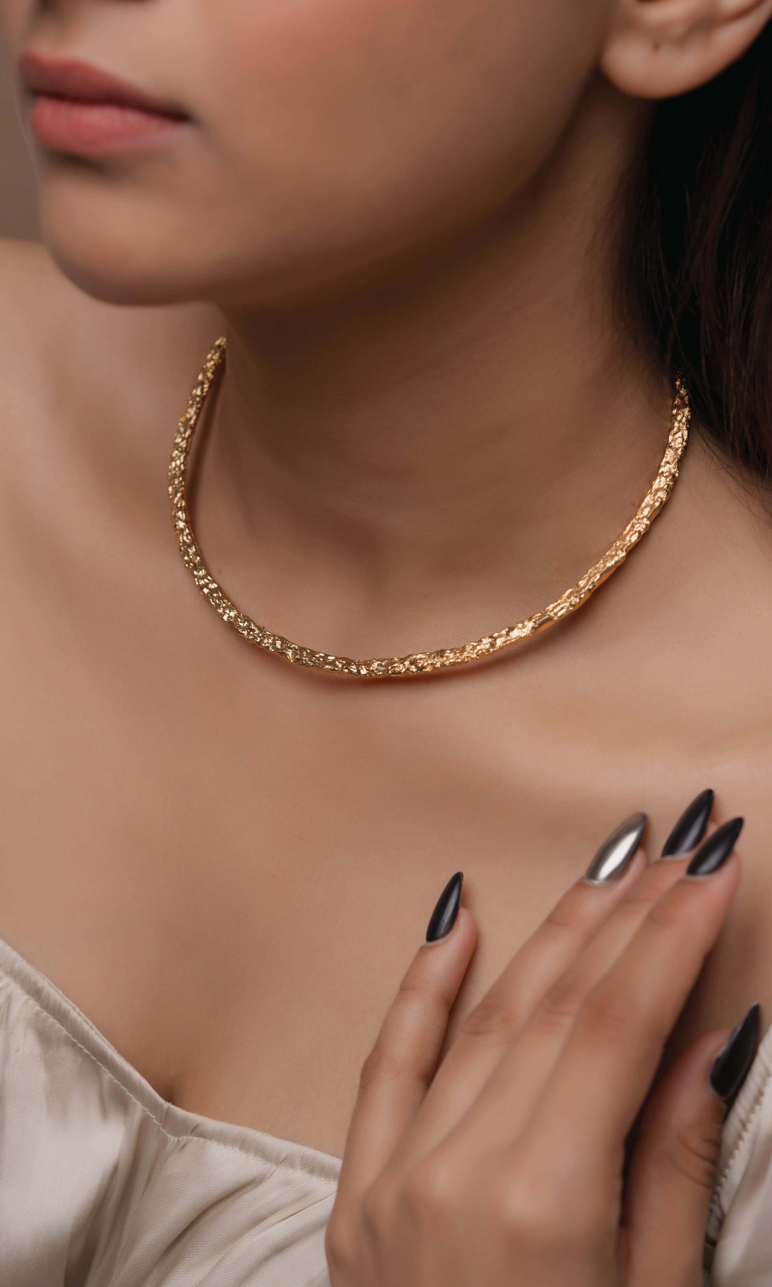 Luna Combo of 3- Choker, Textured bangles and Hoops
