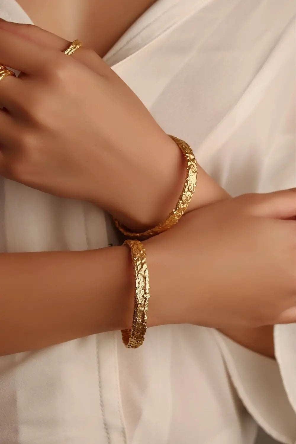 Luna Combo of 3- Choker, Textured bangles and Hoops
