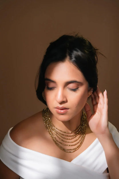 The Exquisite 7-Layered Ruhi Necklace in Gold – Shop Sehr Jewelry Online