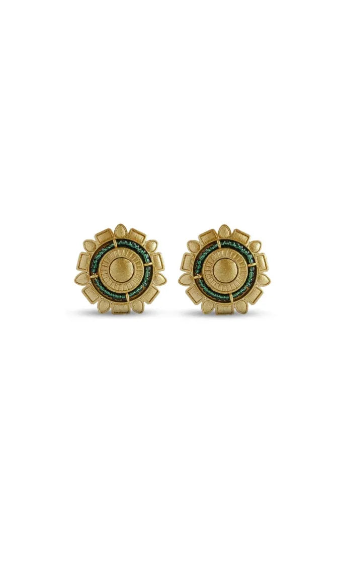 Sehr Studs – Elegant Gold and Green Stud Earrings