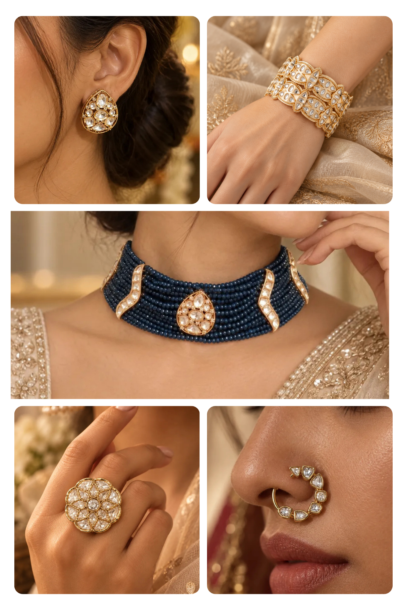 Midnight Tide Combo of 5 – Necklace, Studs, Nose Ring, Ring & Bangles