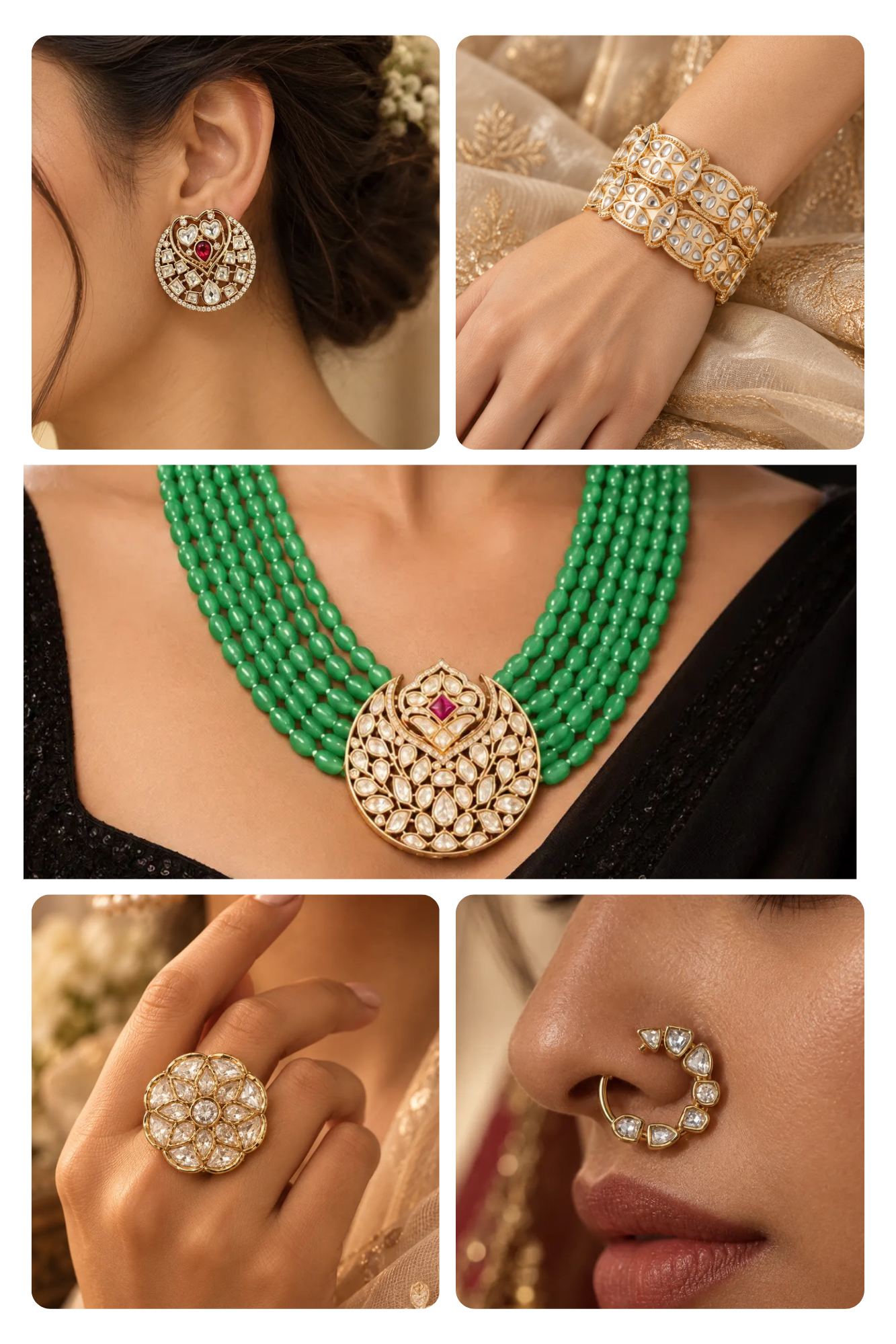 Chaand Jaal Combo of 5 – Necklace, Studs, Nose Ring, Ring & Bangles