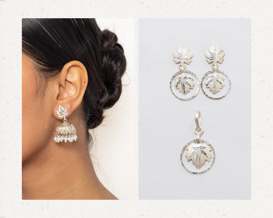 Elegant Silver Earrings: Safed Jumkhi & Sangrah Duo