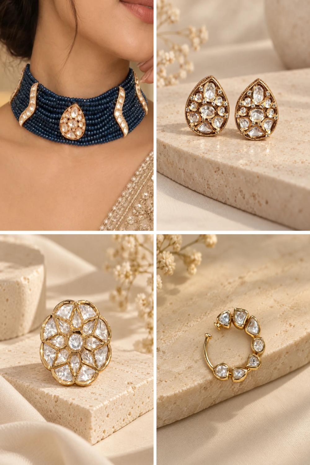 Midnight Tide Combo of 4 – Necklace, Studs, Nose Ring & Ring