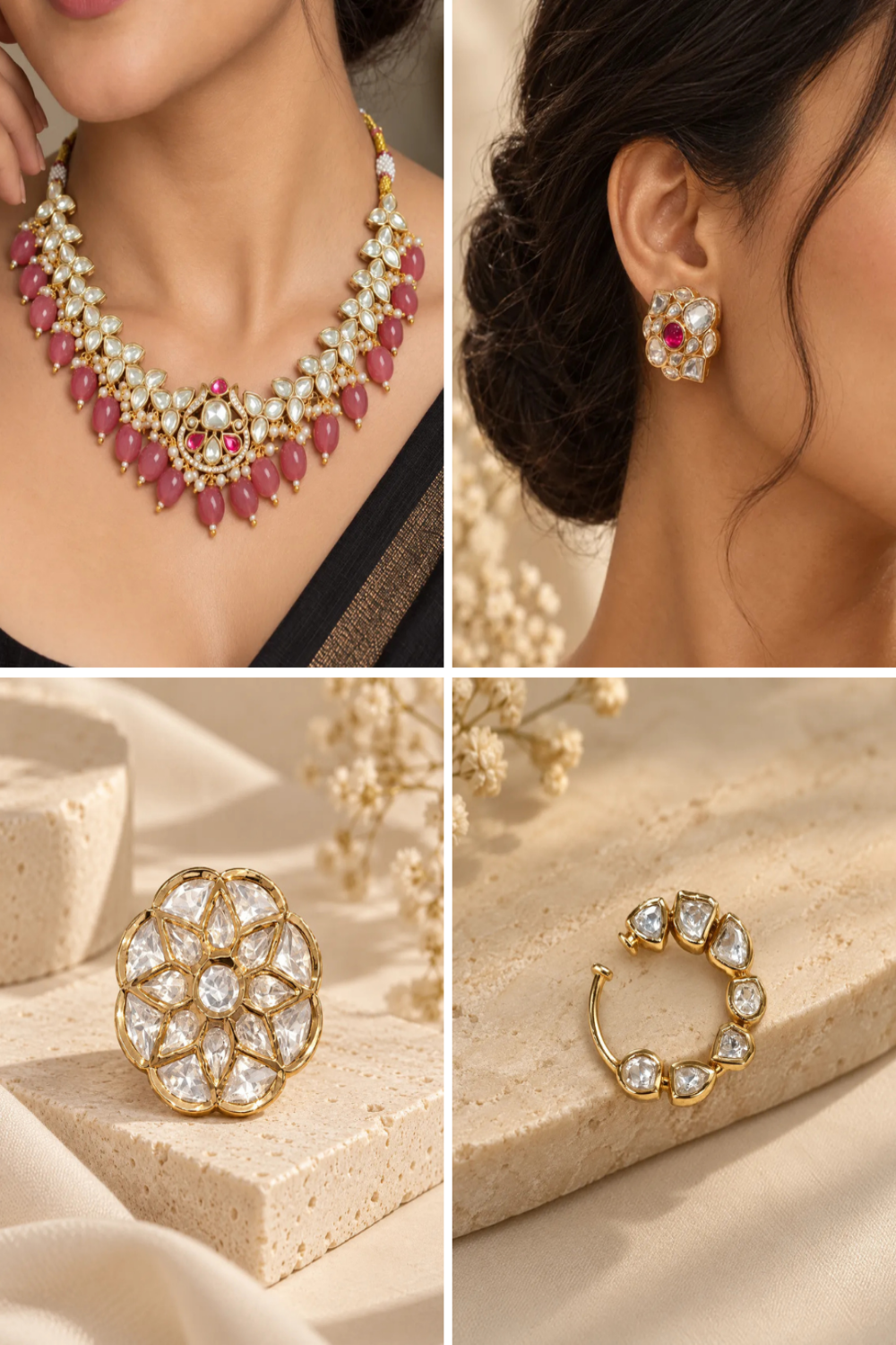 Gulnaar Combo of 4 – Choker, Studs, Nose Ring & Ring
