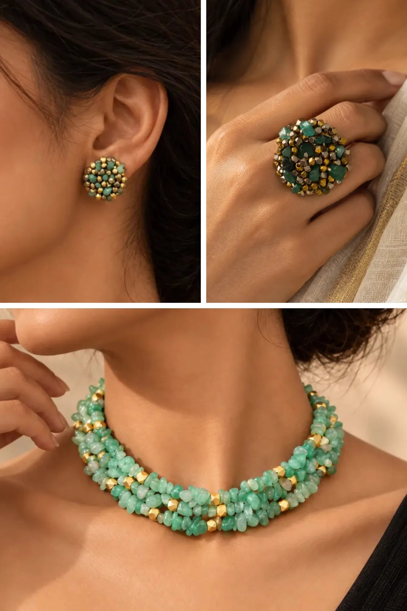 Triveni Combo of 3 – Necklace, Studs & Ring