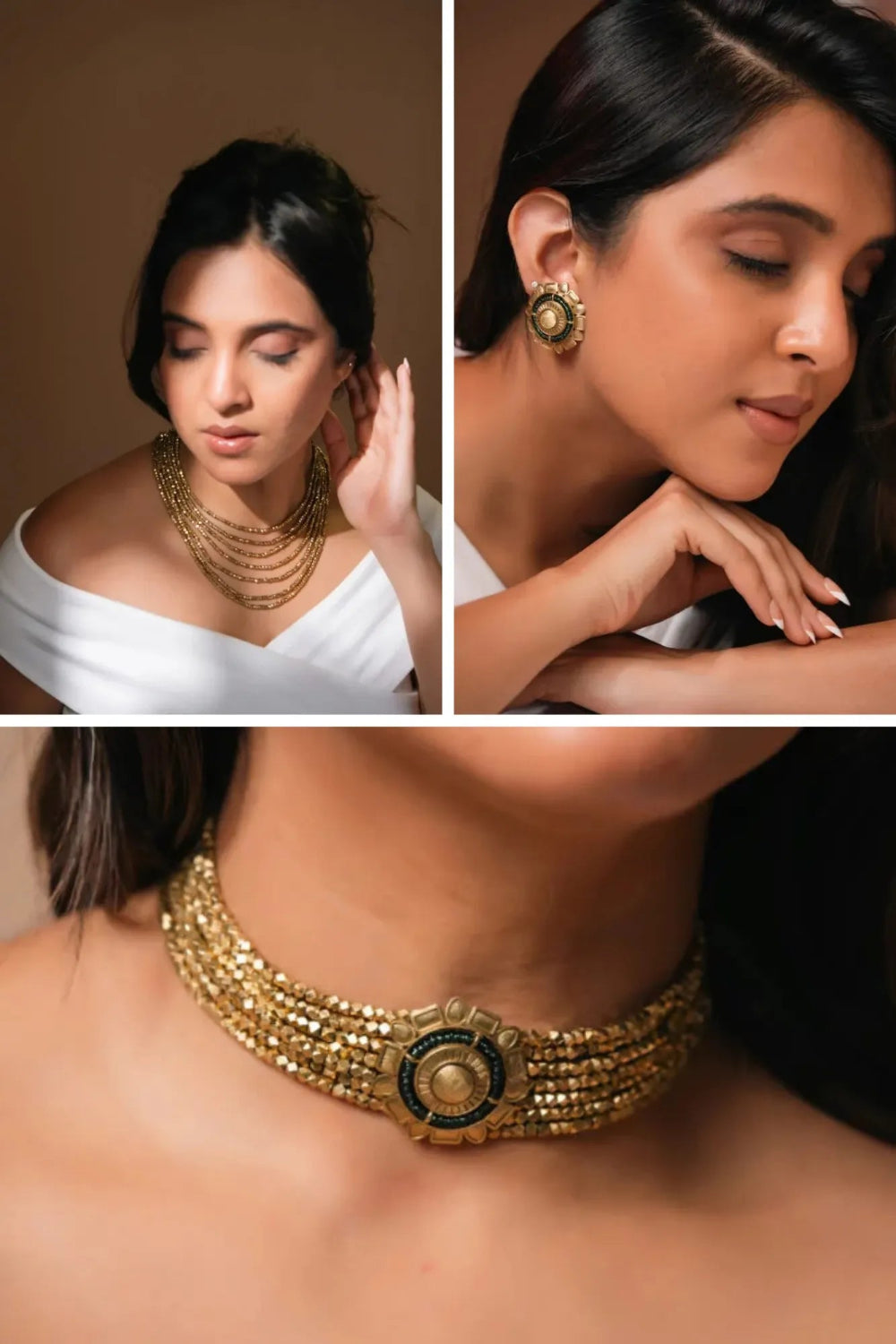 Ruhi 7-Layer & Sehr Combo of 3 – Choker, Necklace & Studs