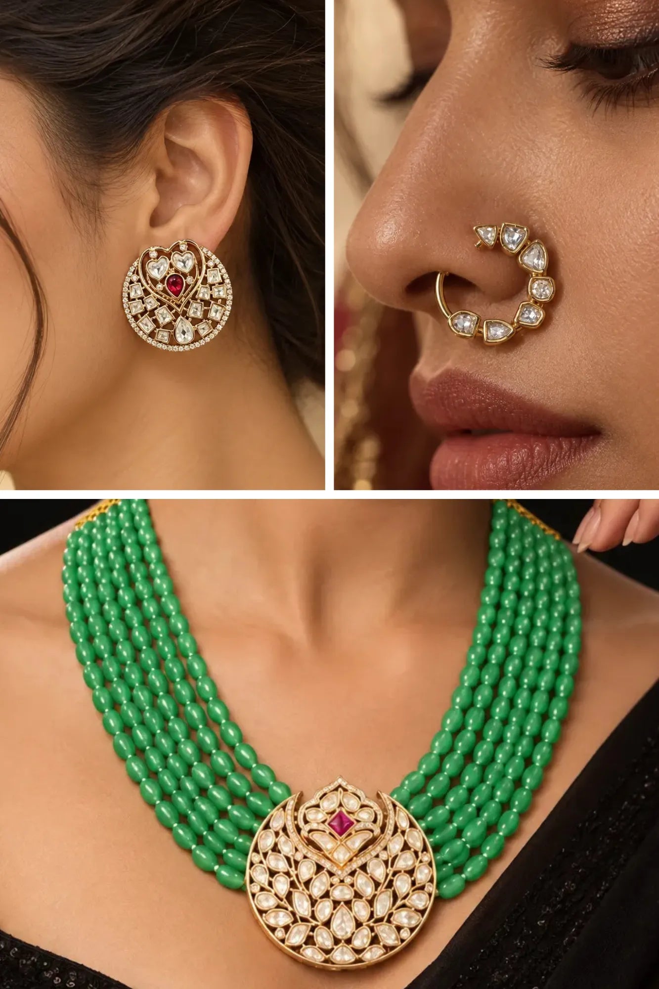 Chaand Jaal Combo of 3 – Necklace, Studs & Your Choice