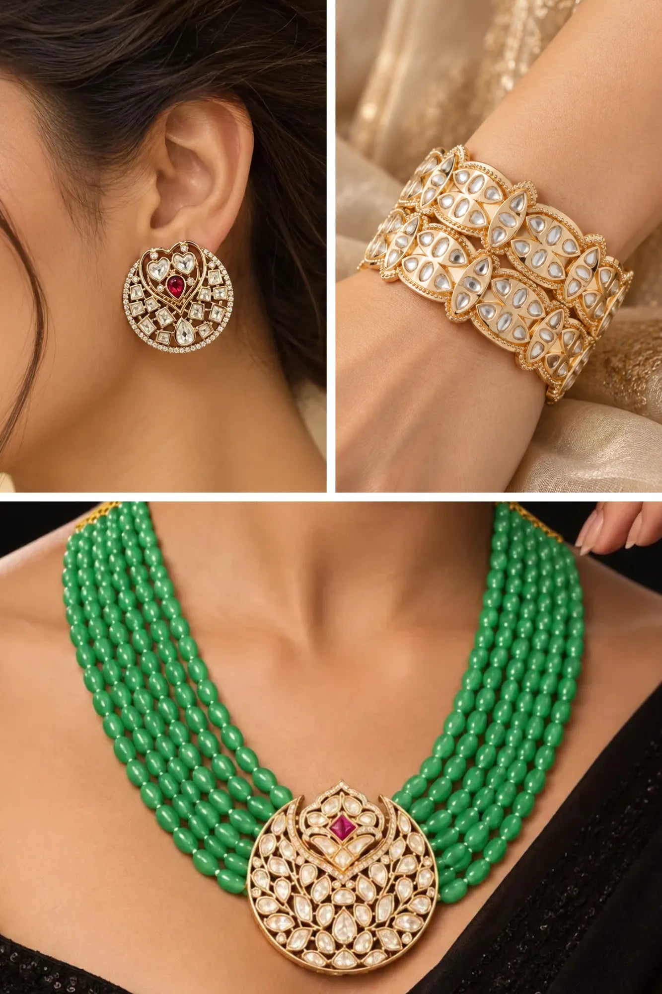Chaand Jaal Combo of 3 – Necklace, Studs & Your Choice