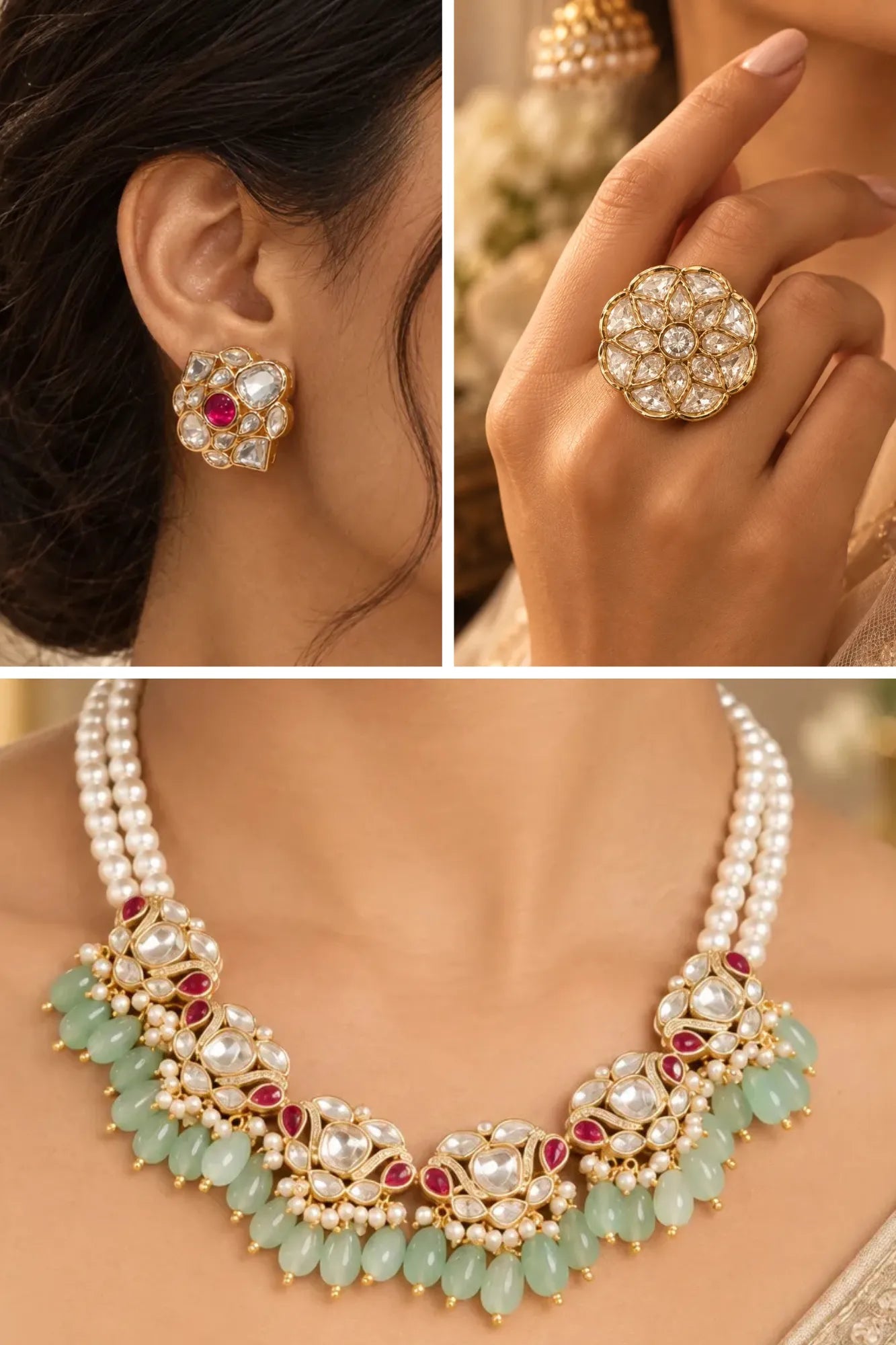 Jade Bloom Combo of 3 – Choker, Studs & Your Choice