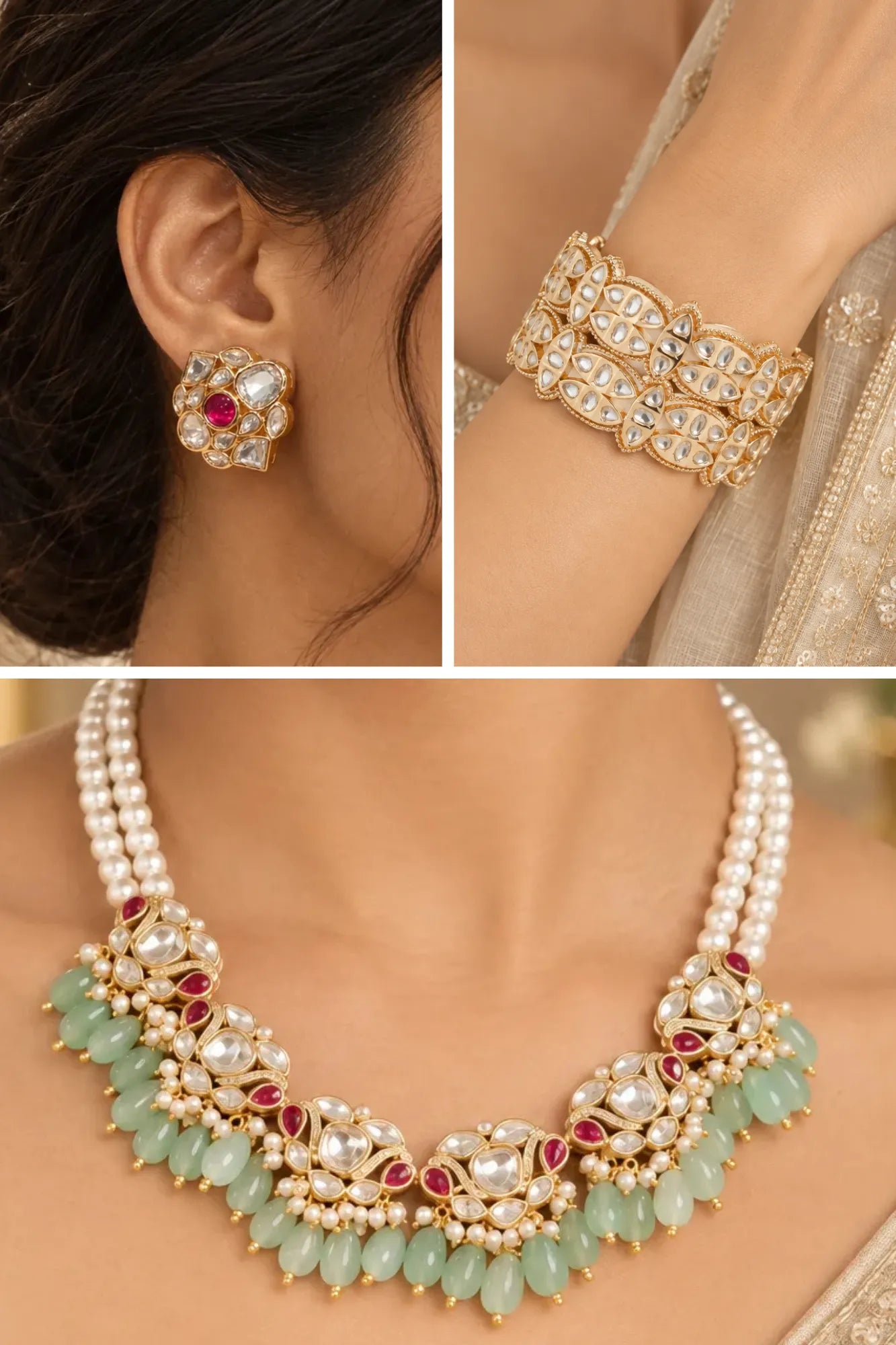 Jade Bloom Combo of 3 – Choker, Studs & Your Choice