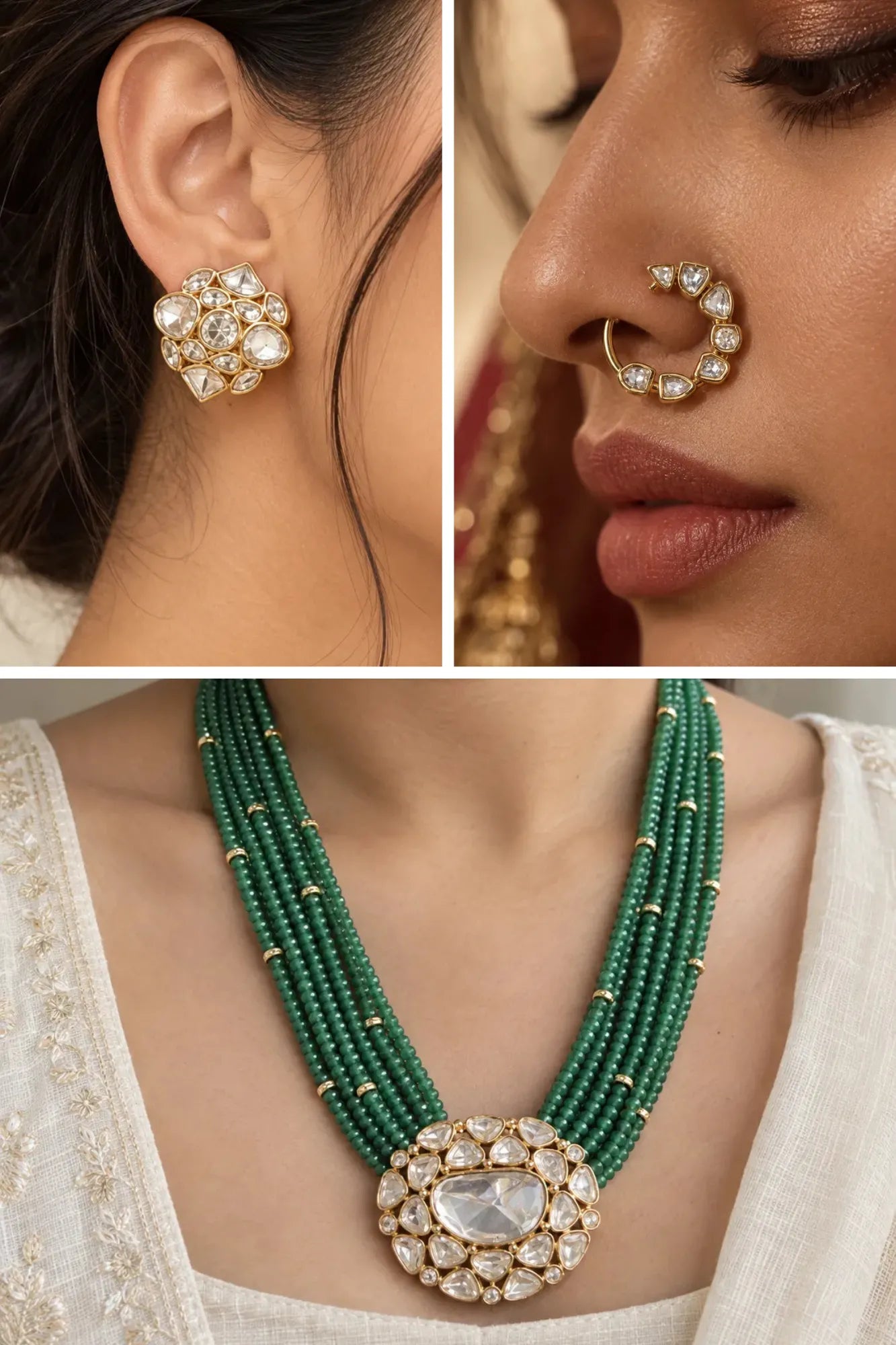 Cluster Crest Combo of 3 – Necklace, Studs & Your Choice