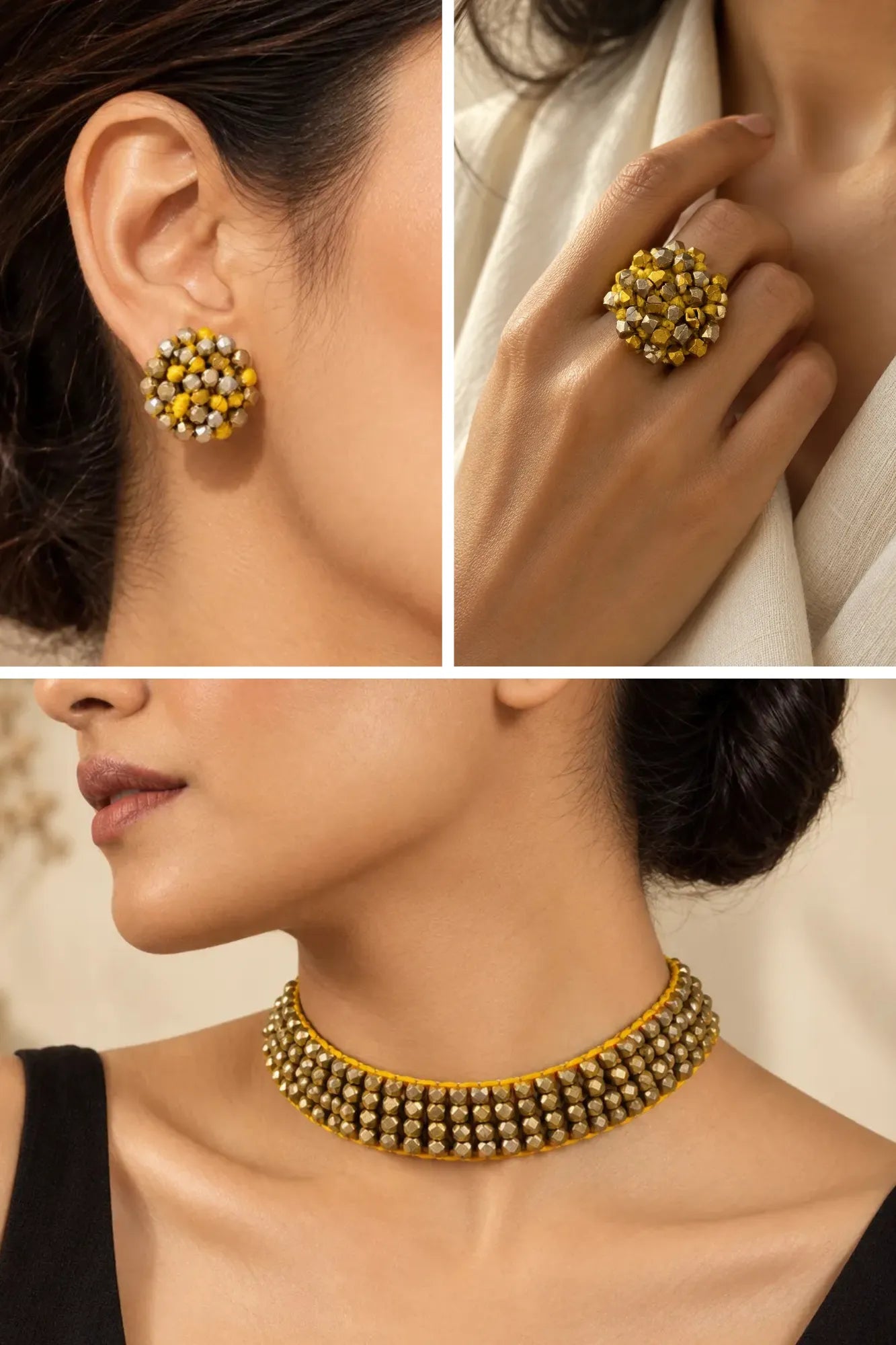 Tantu Combo of 3 – Choker, Small Studs & Ring