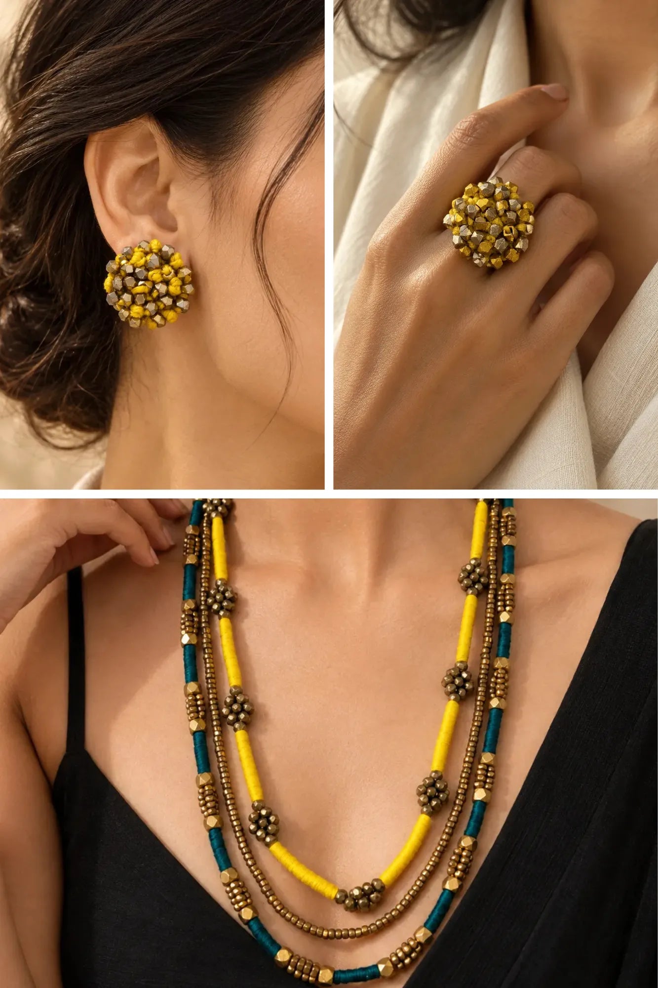 Trisutra Combo of 3 – Necklace, Studs & Ring