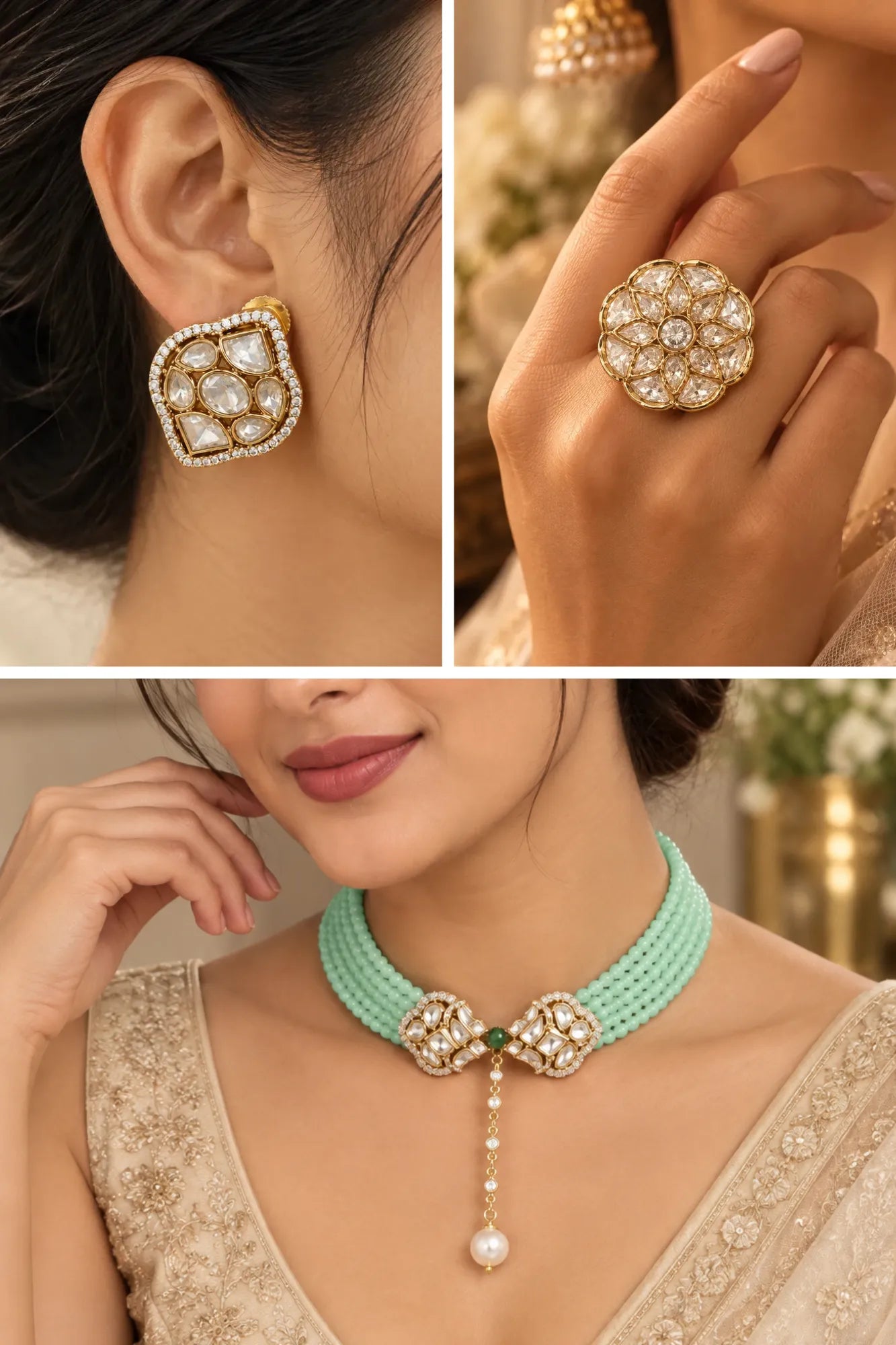 Pastel Mint Combo of 3 – Choker, Studs & Your Choice