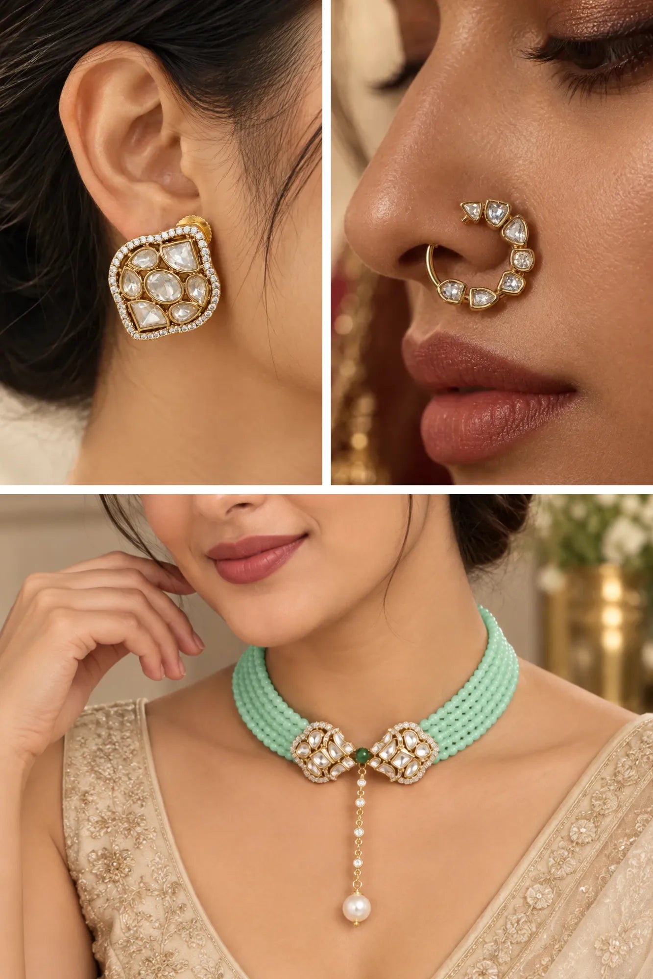 Pastel Mint Combo of 3 – Choker, Studs & Your Choice