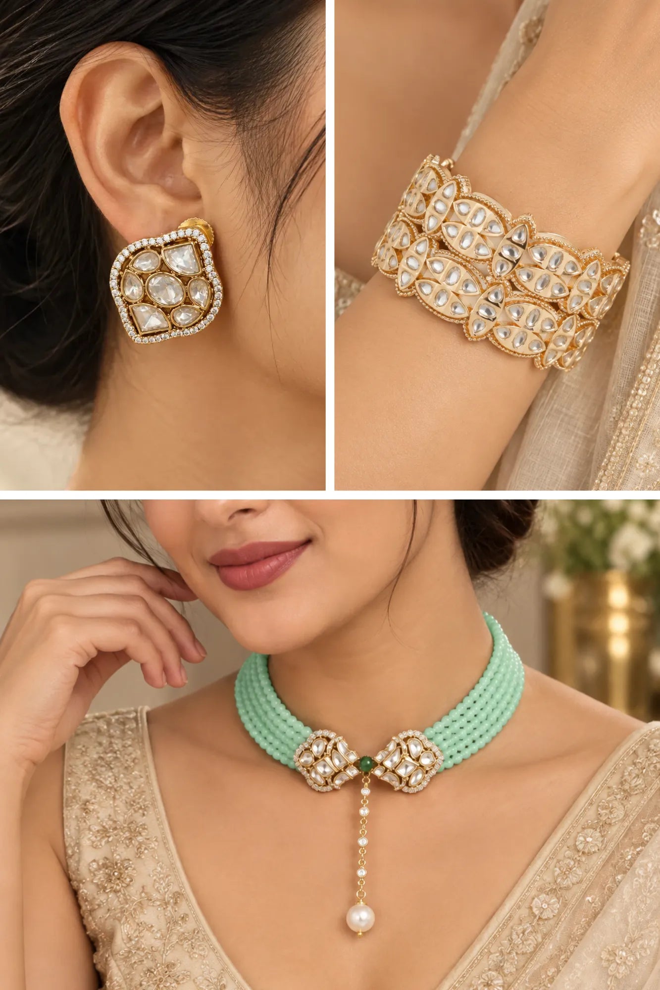 Pastel Mint Combo of 3 – Choker, Studs & Your Choice
