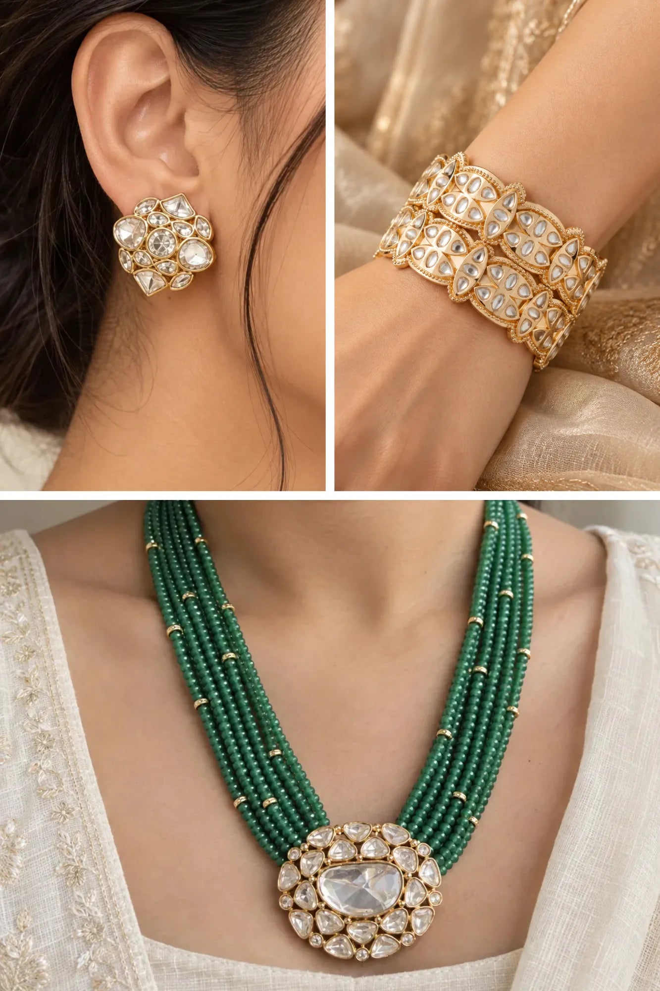 Cluster Crest Combo of 3 – Necklace, Studs & Your Choice
