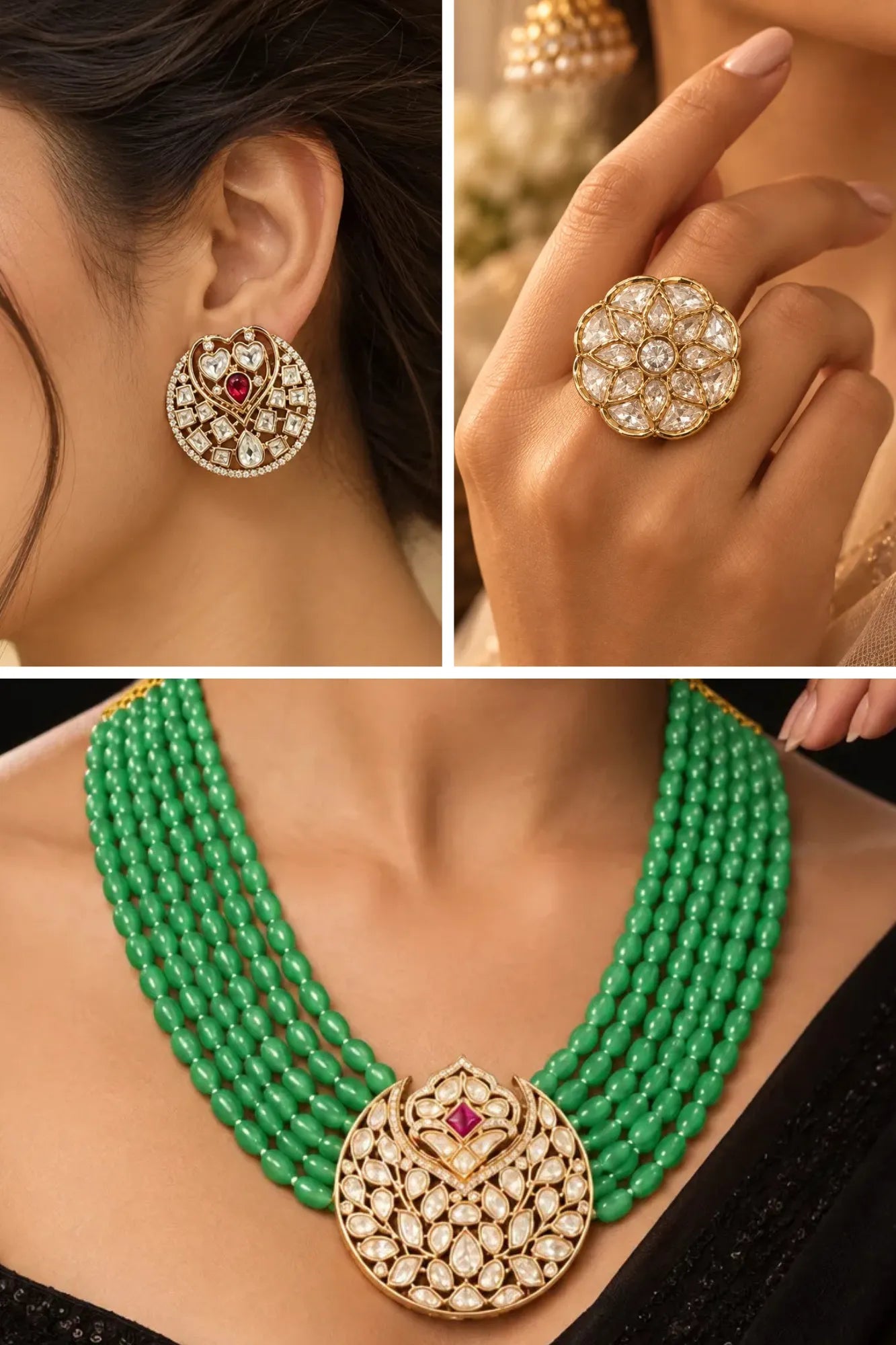 Chaand Jaal Combo of 3 – Necklace, Studs & Your Choice