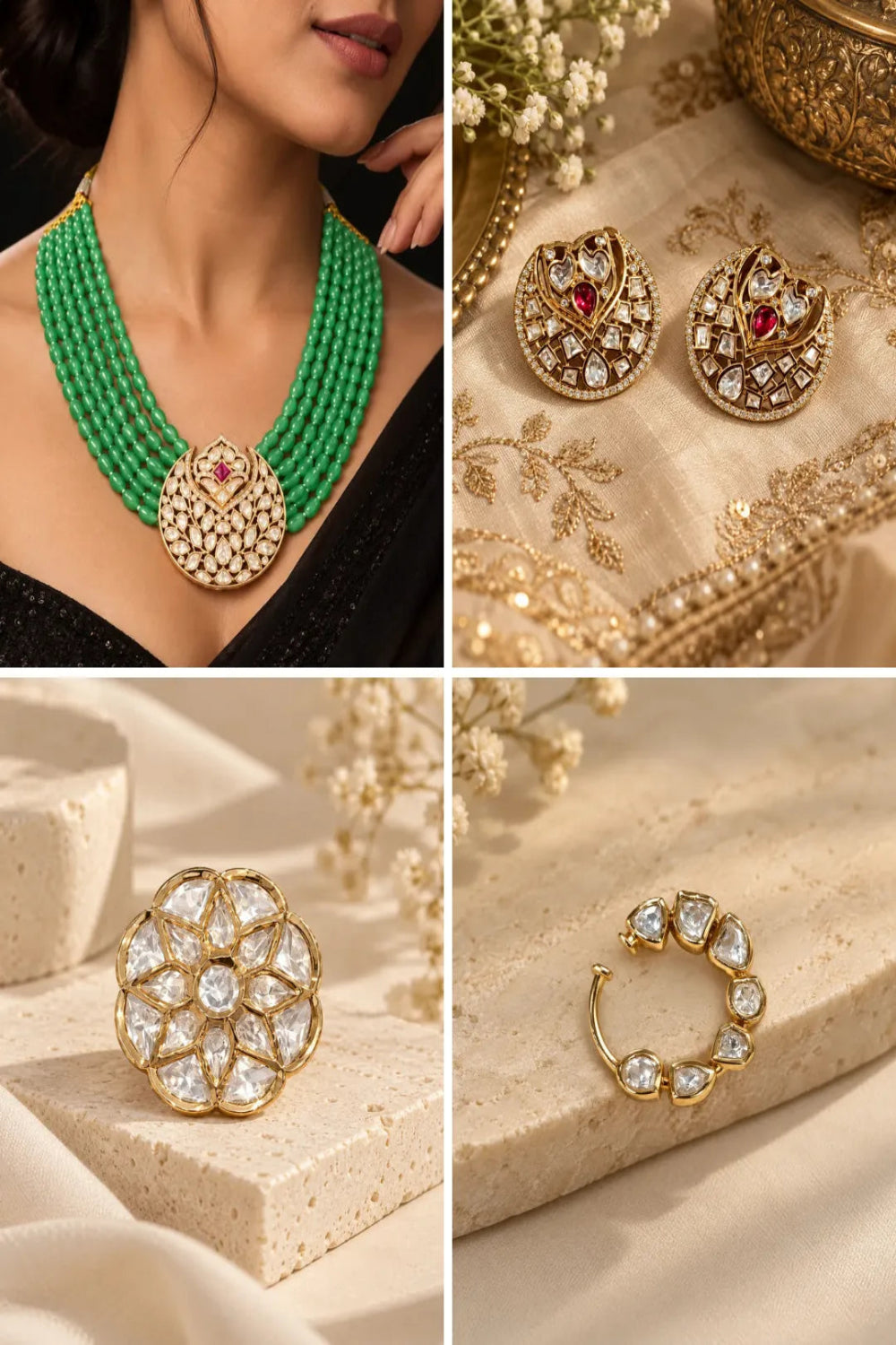 Chaand Jaal Combo of 4 – Necklace, Studs, Nose Ring & Ring