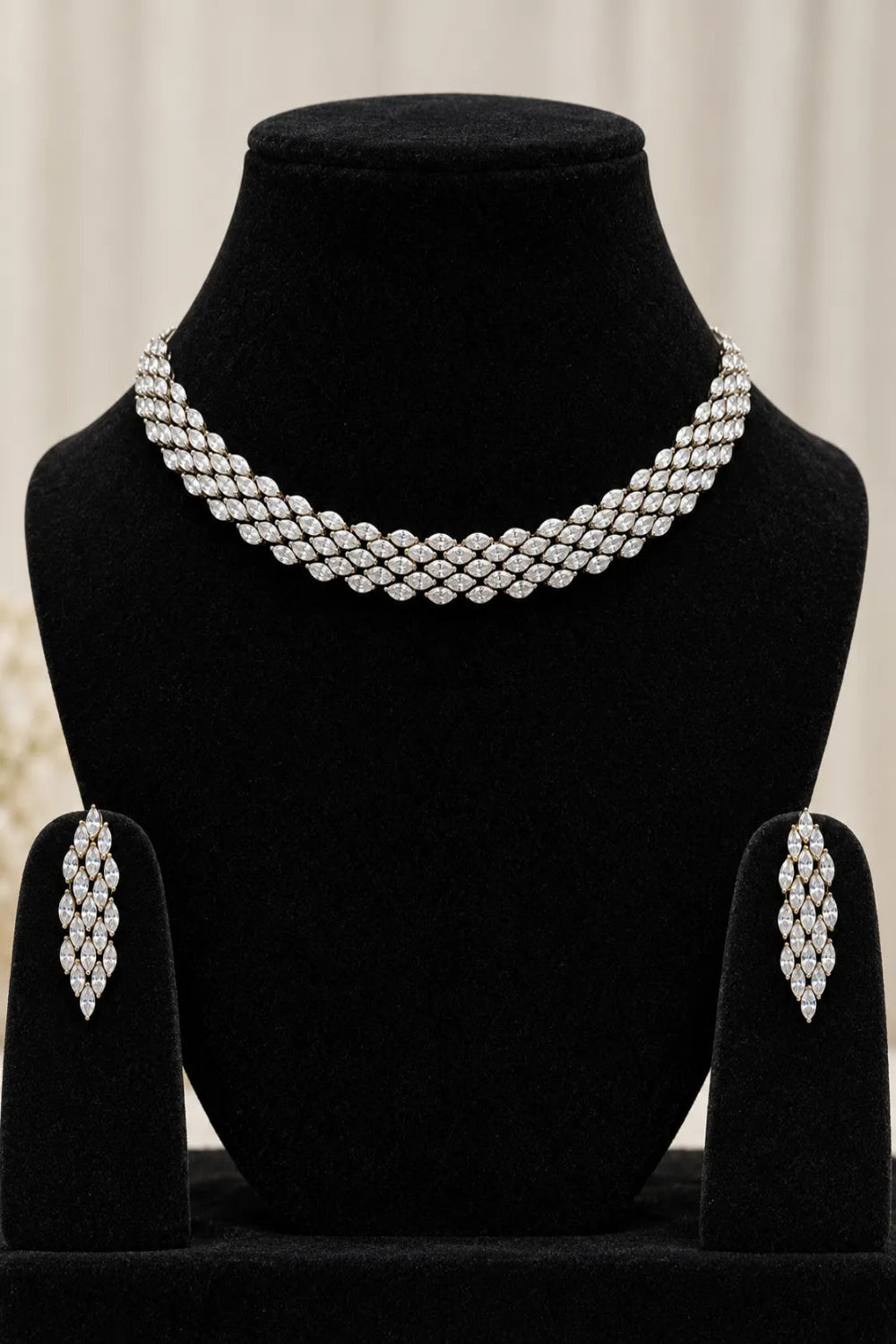 Leafline Spark CZ Necklace & Earrings Set