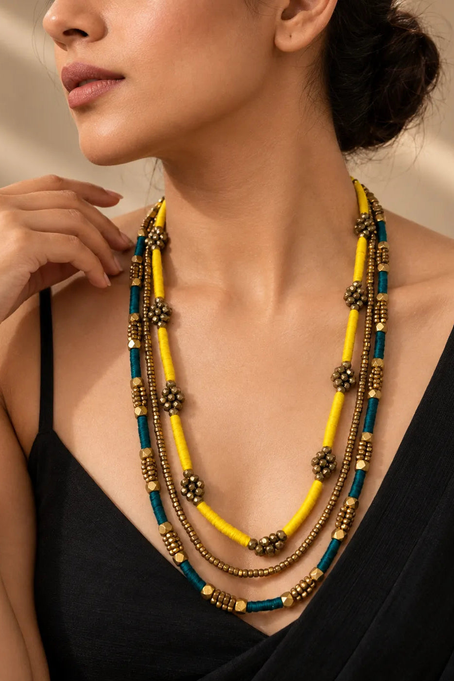 Trisutra Dokra Beaded Long Necklace