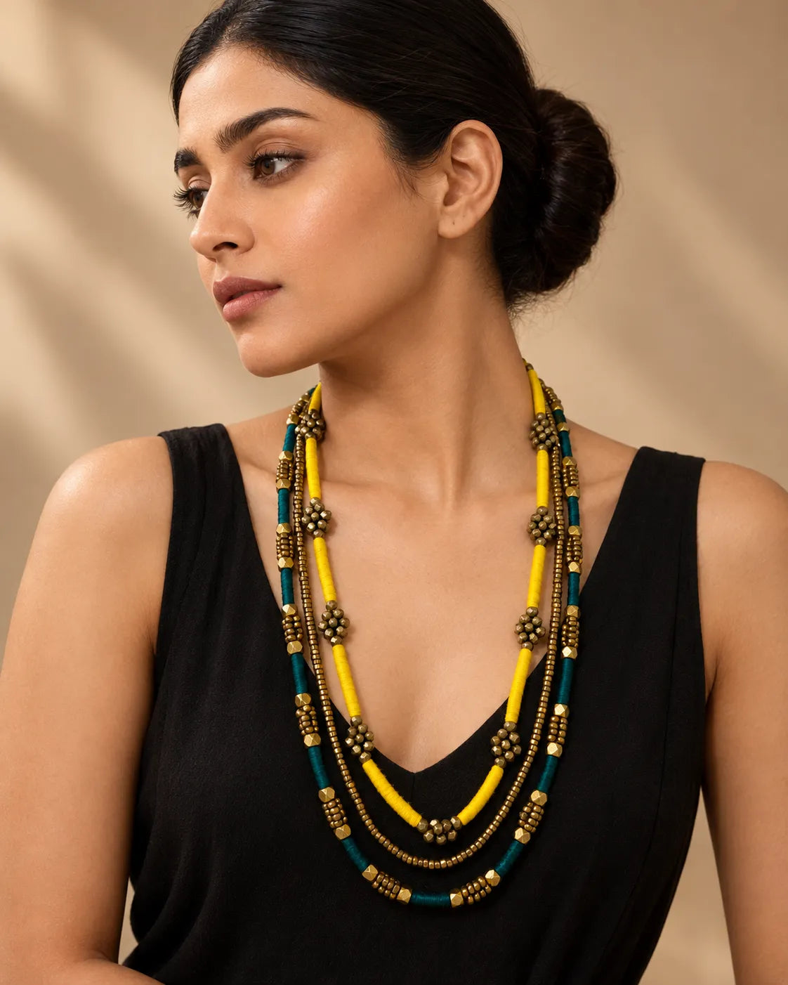 Trisutra Dokra Beaded Long Necklace