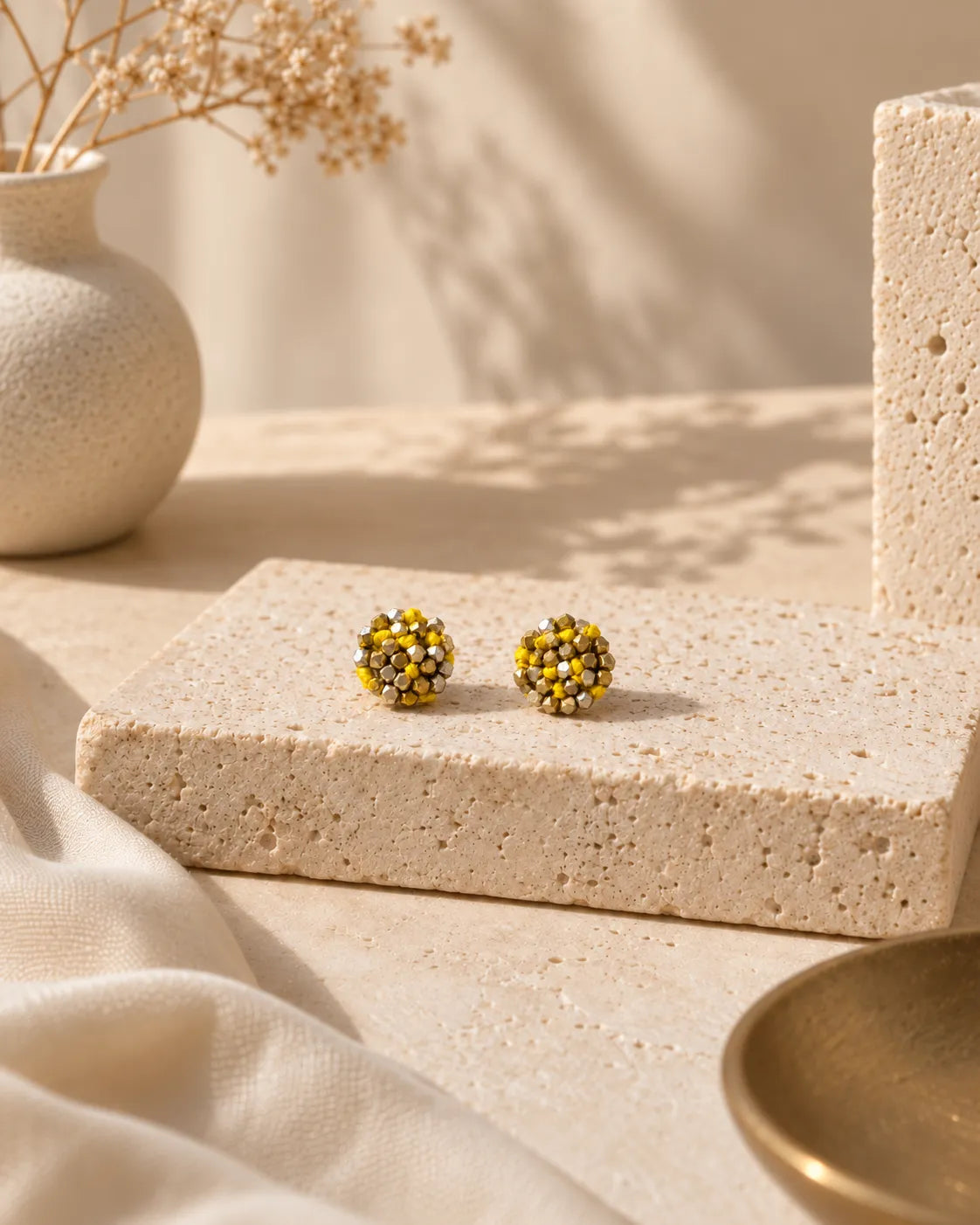 Sun Knot Small Dokra Studs