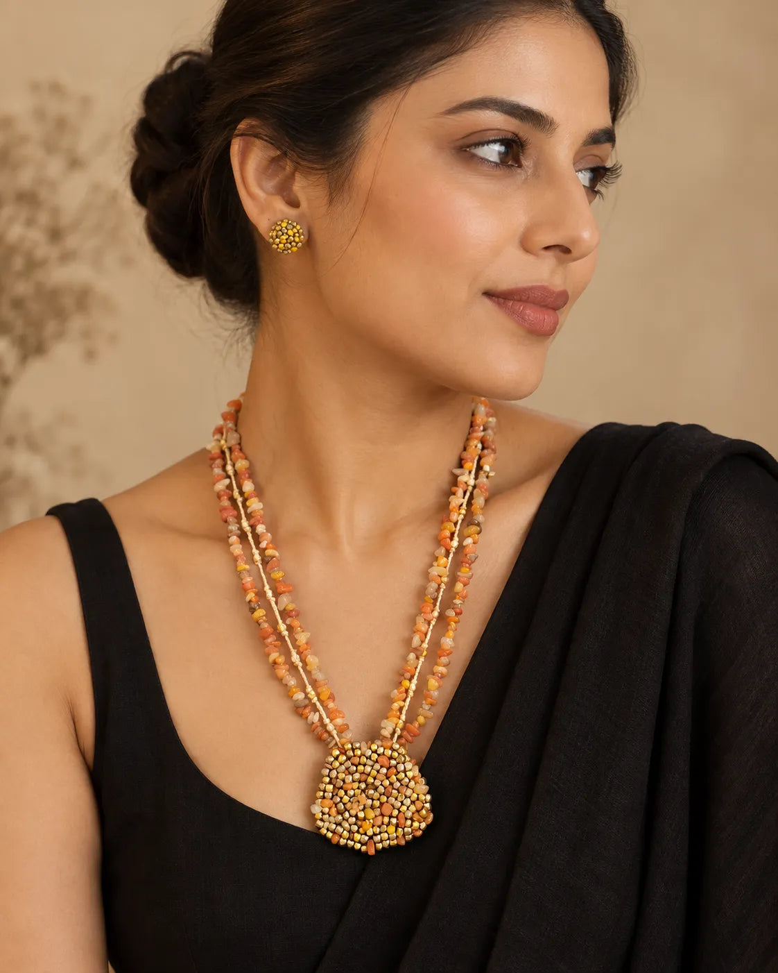 Cluster Mosaic Combo of 2 – Necklace & Kesari Bead Studs