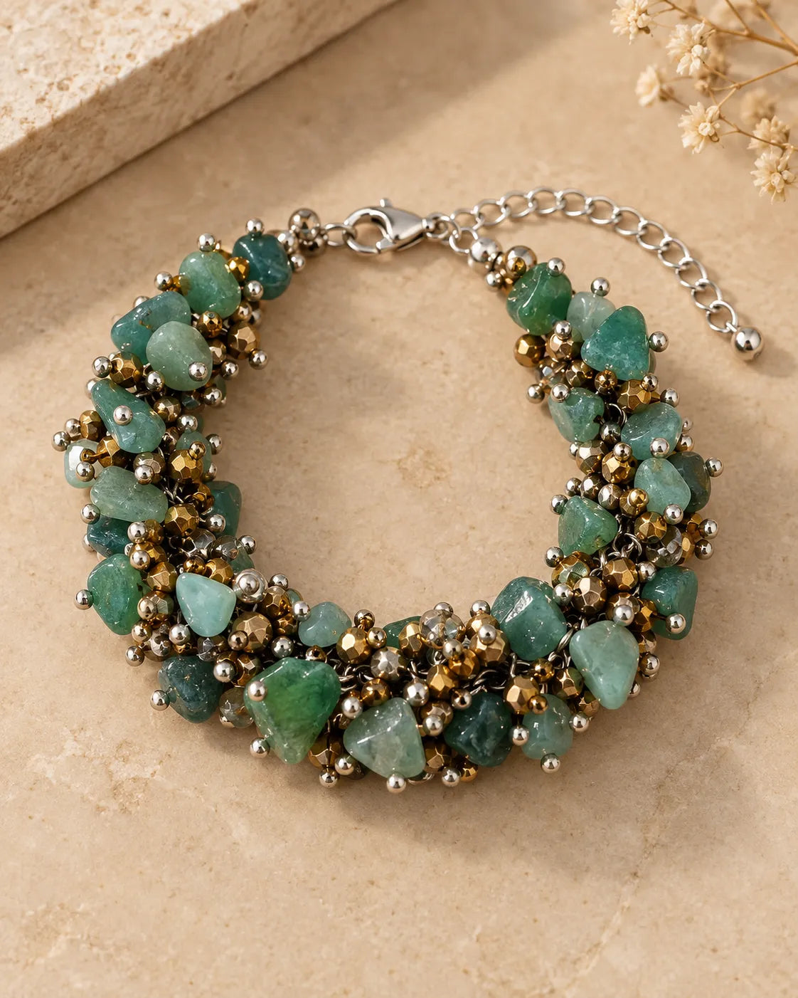 Cluster Bead Dokra Choker cum Bracelet