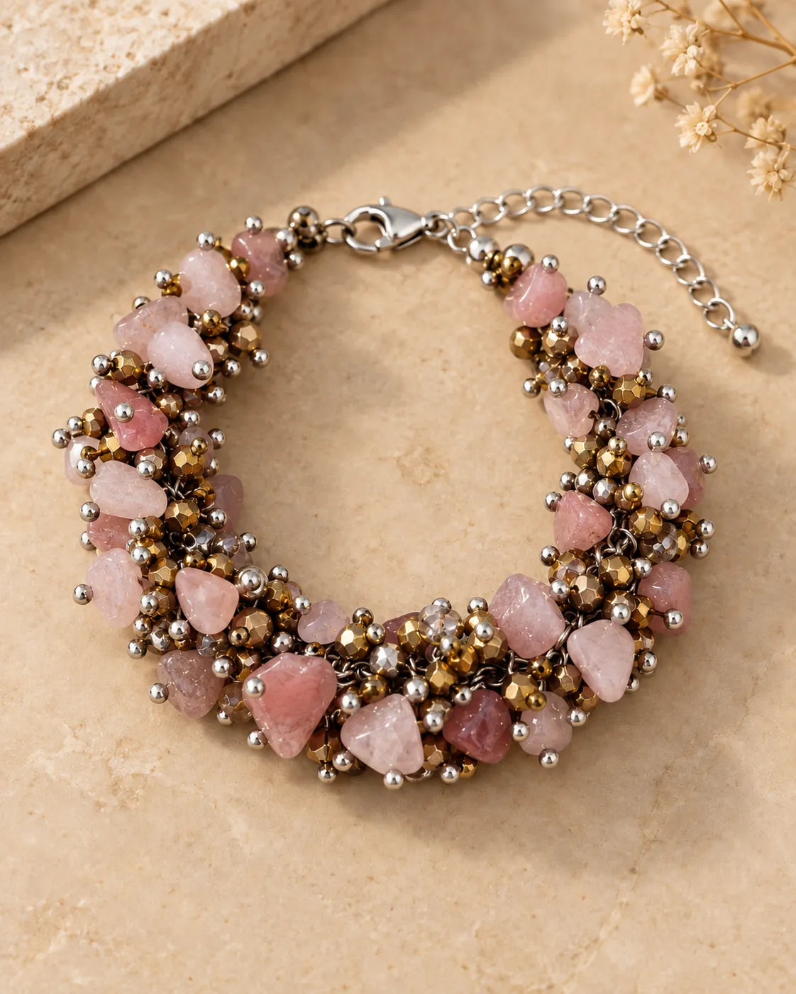 Cluster Bead Dokra Choker cum Bracelet