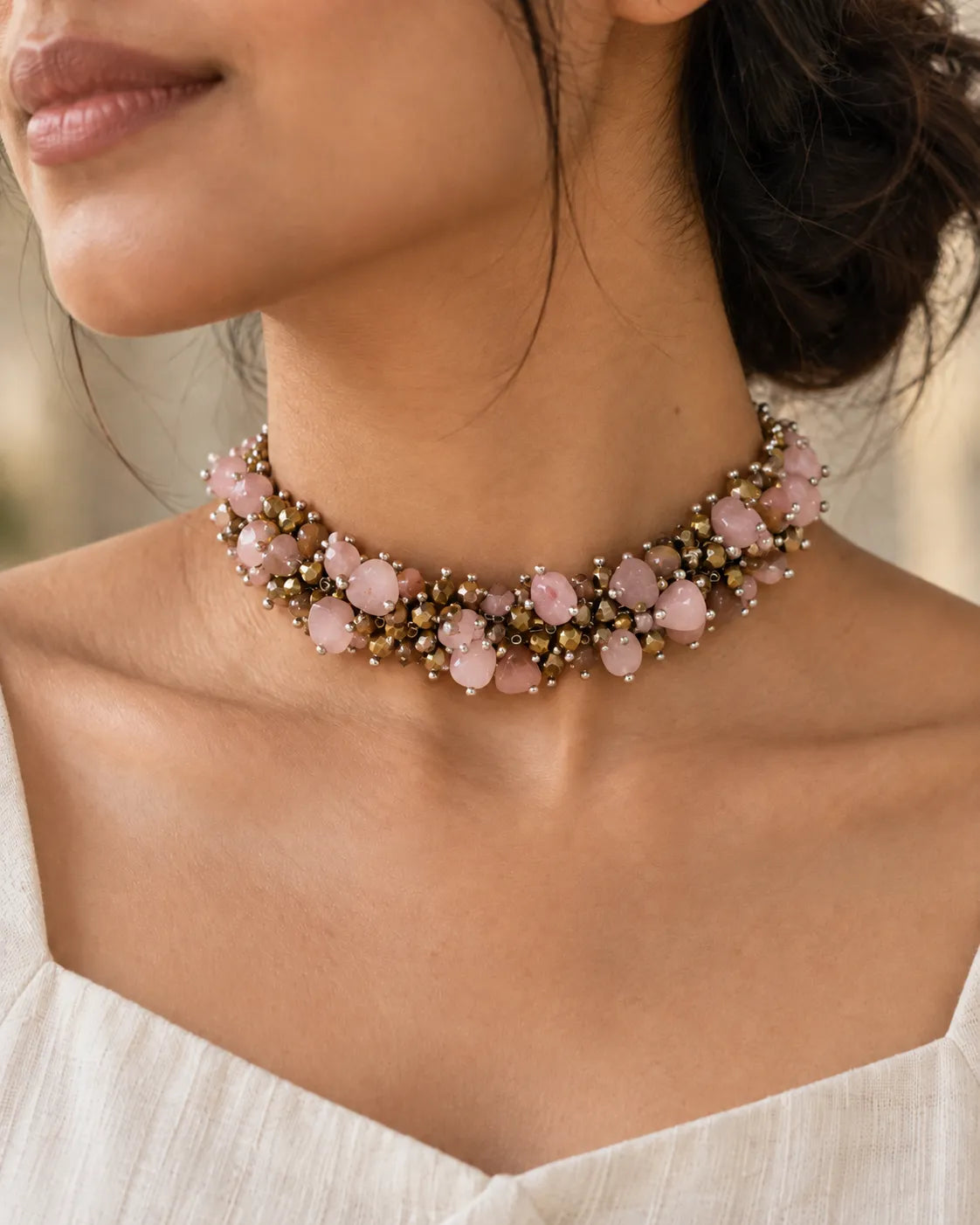Cluster Bead Dokra Choker cum Bracelet