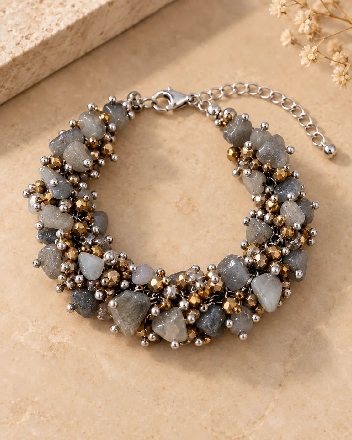 Cluster Bead Dokra Choker cum Bracelet