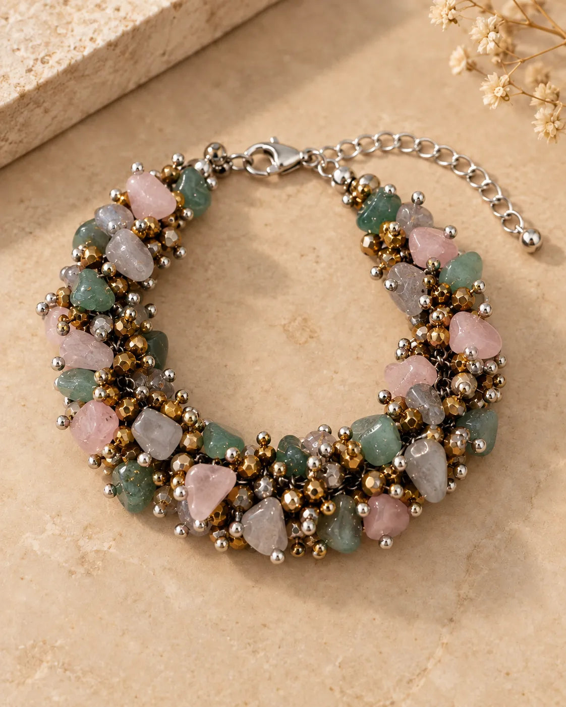 Cluster Bead Dokra Choker cum Bracelet