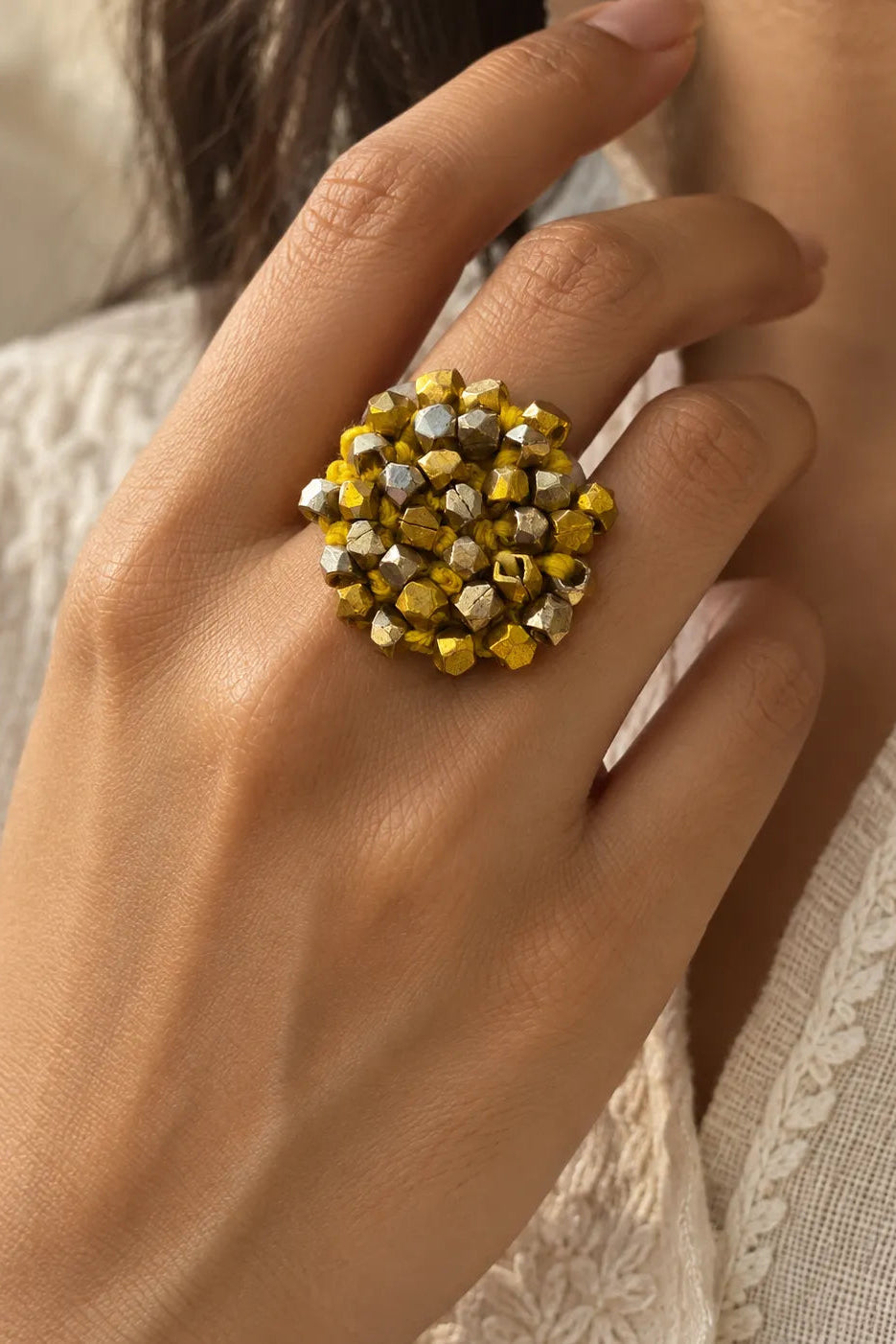 Sun Knot Dokra Statement Ring