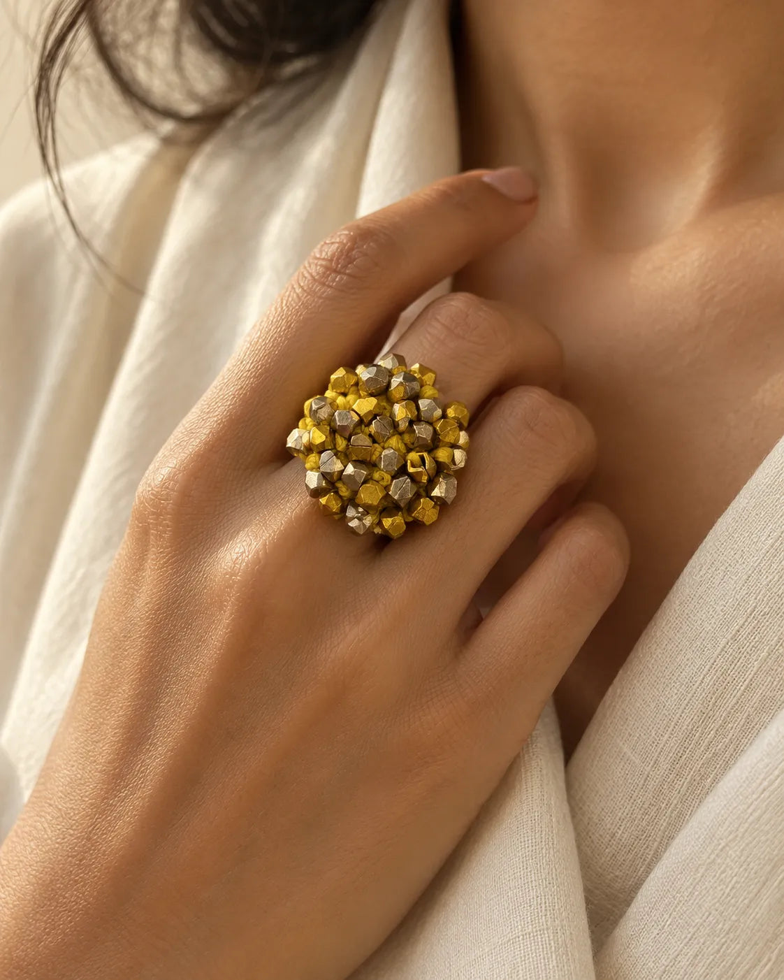 Sun Knot Dokra Statement Ring