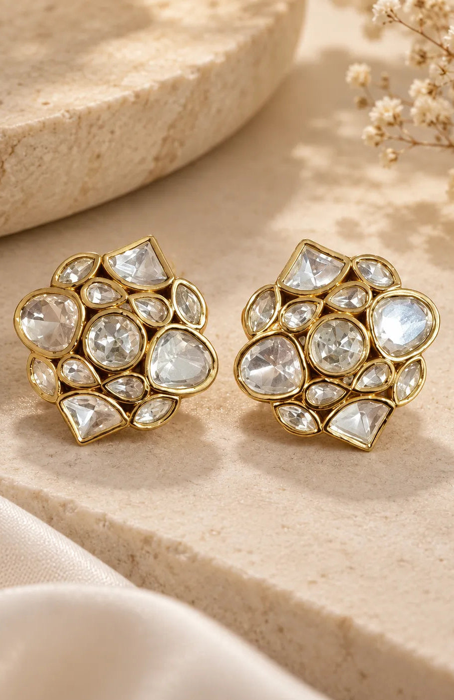 Cluster Crest Stone Stud Earrings